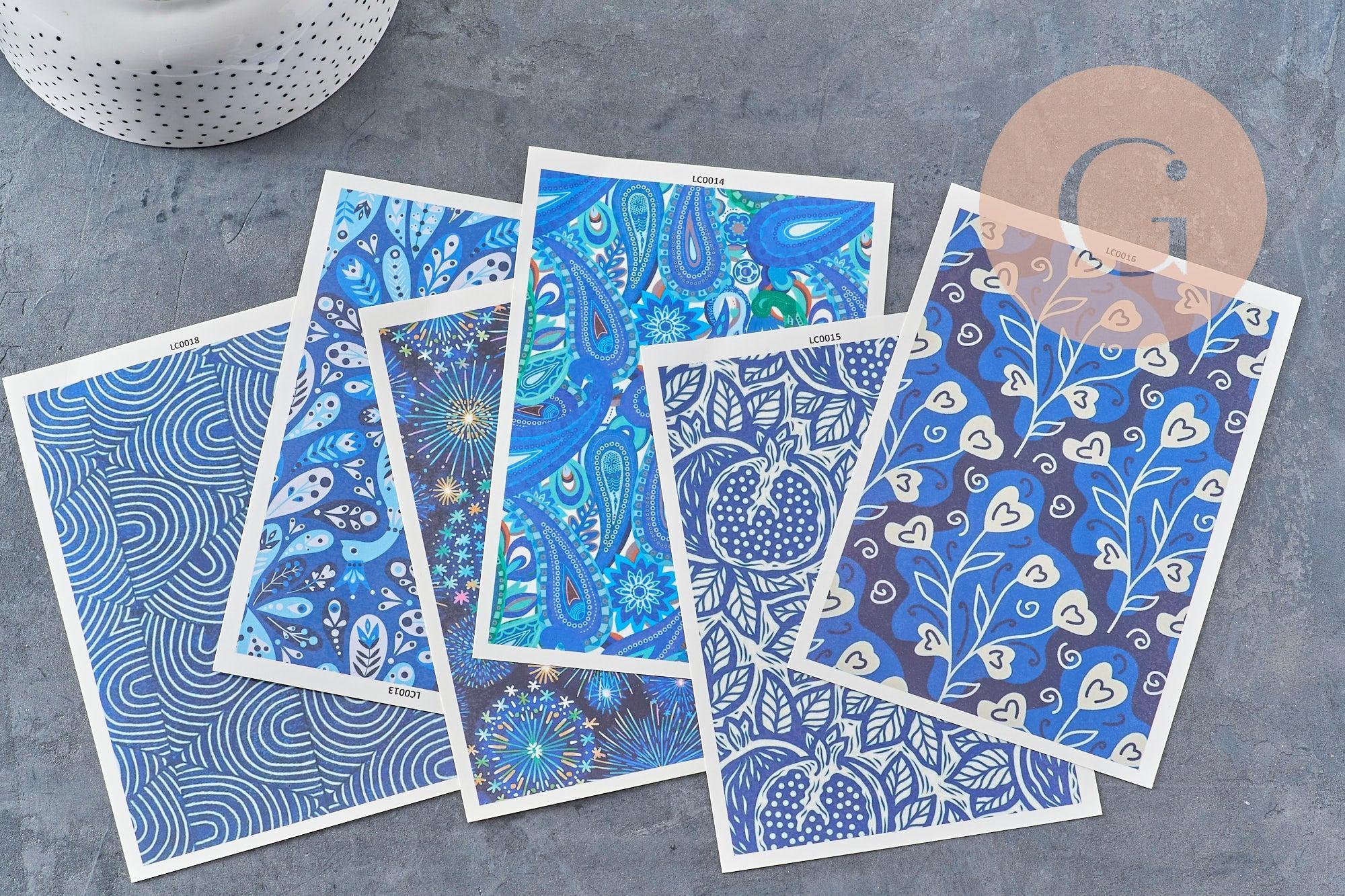Gingerlily feuille transfert polymère bleue 14x10,5cm paons