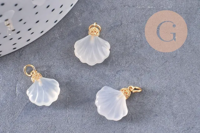 Gingerlily Pendentifs G10395 coquillage agate blanche 17,5mm