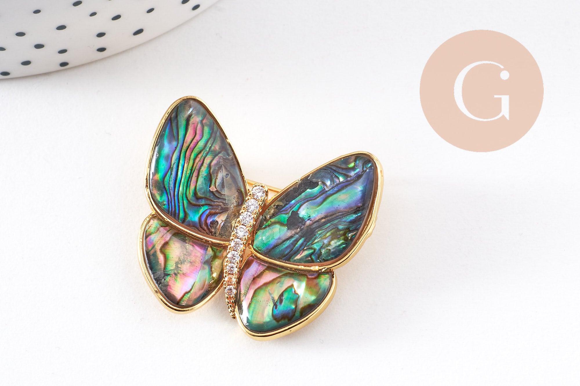 Gingerlily Broches et pin's papillon broche nacre noire 36 mm x1
