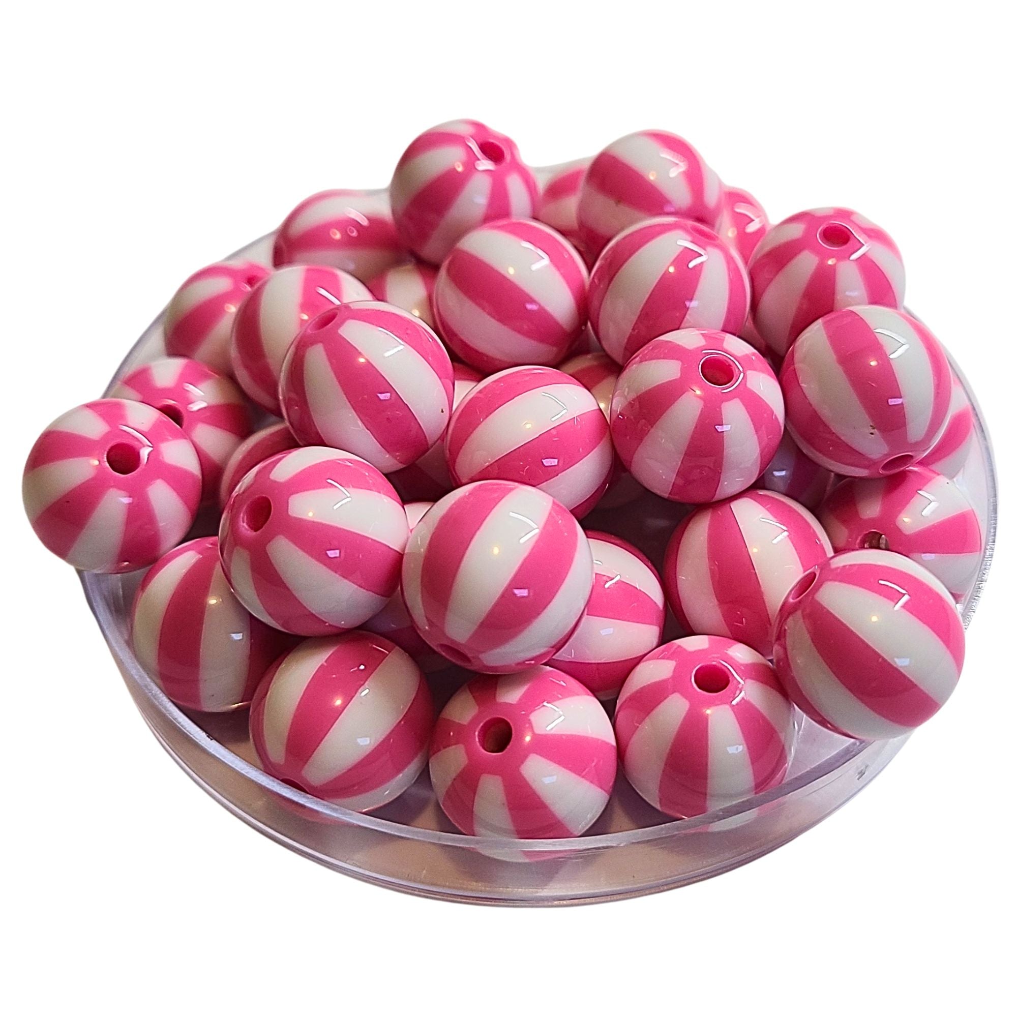 ARTSHOP Boules 16MM 211 Rayées Rose perles acrylique x15