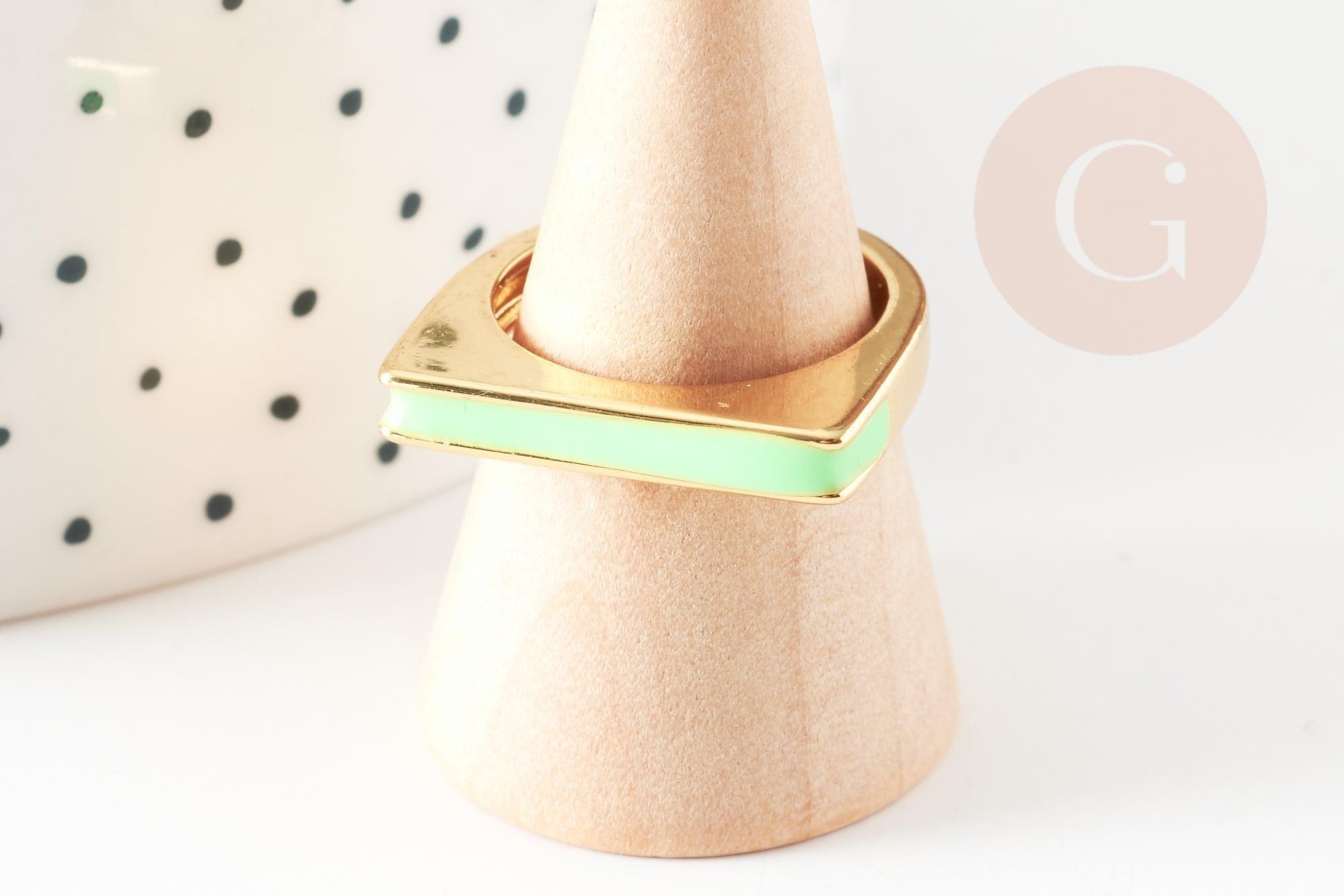 Gingerlily Accessoires Bague laiton G4240 émail carré 17mm noir