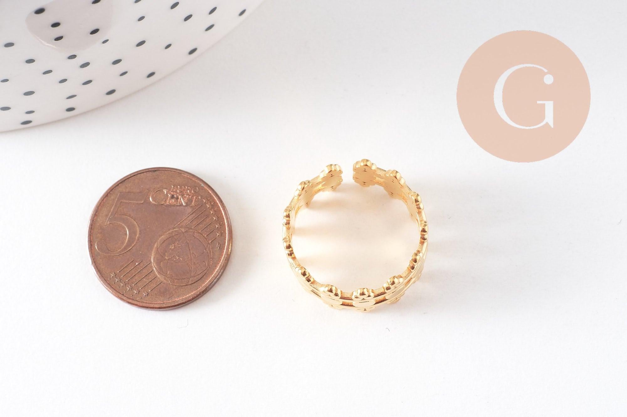 Gingerlily Bague réglable acier doré dentelle T54 x1
