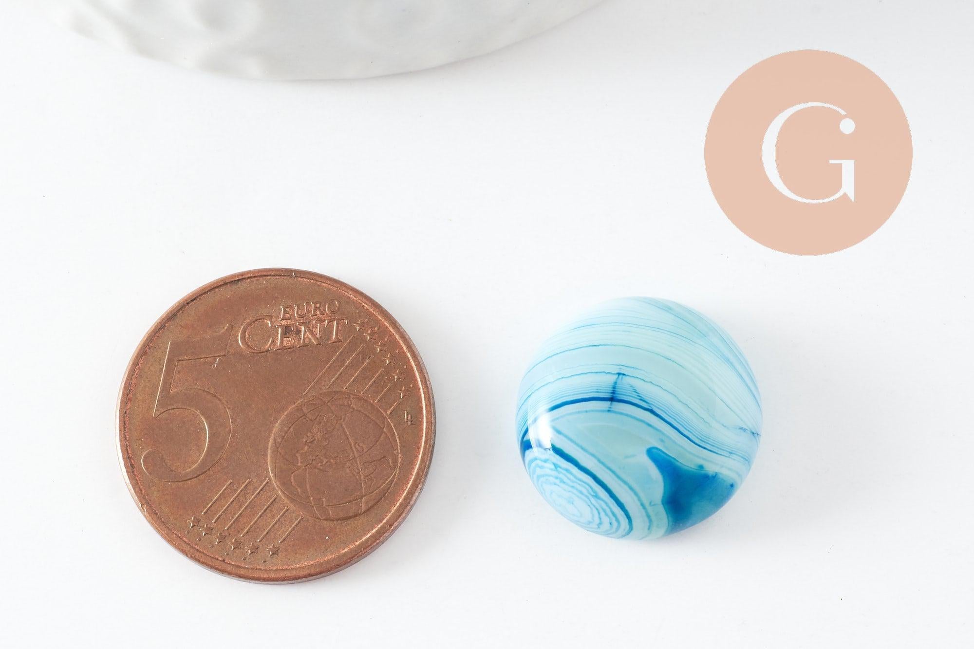 Gingerlily cabochon rond agate bleue 16mm x1