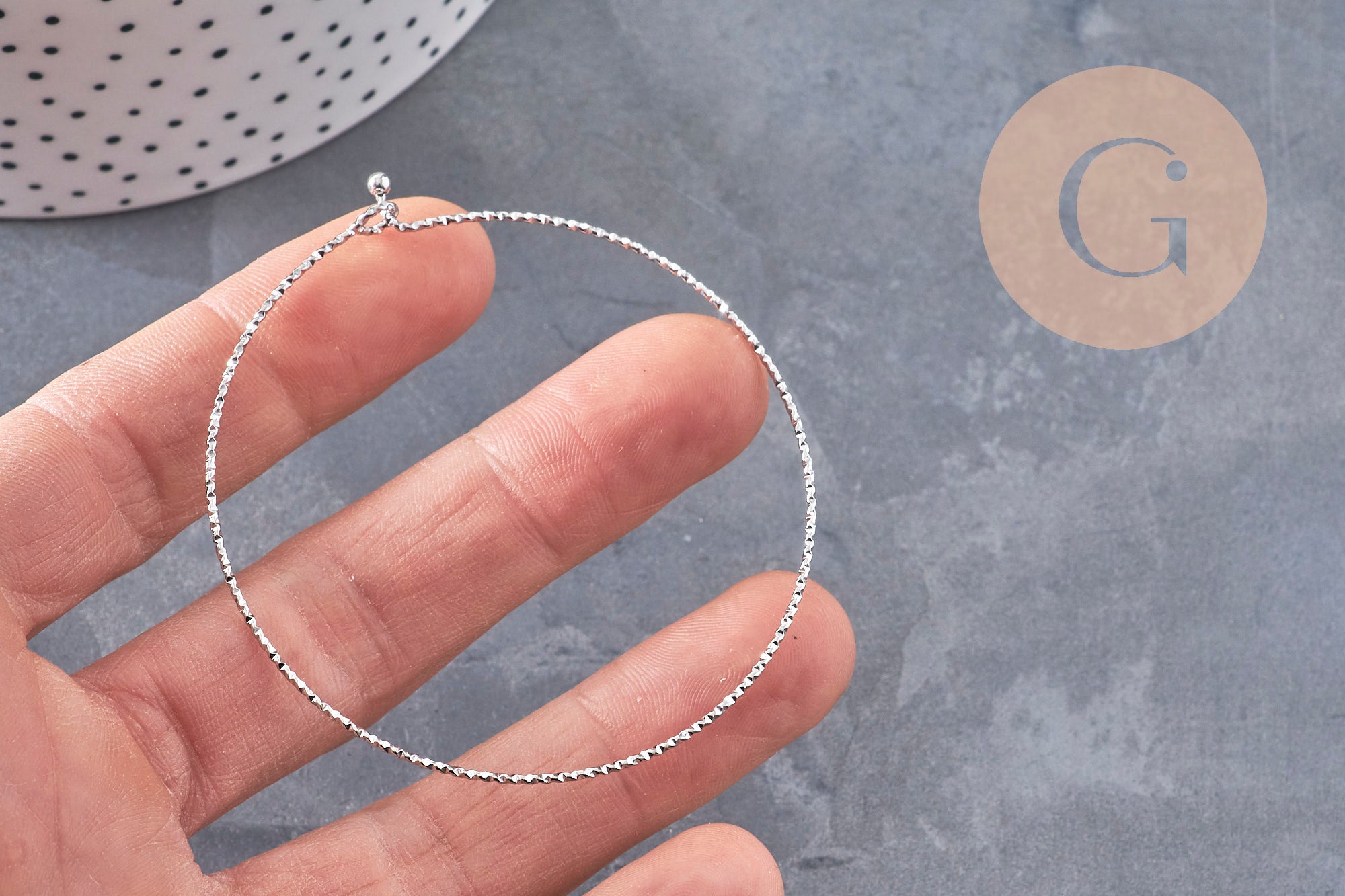 Gingerlily Bracelet jonc G10988 acier platine texturé 60mm x1