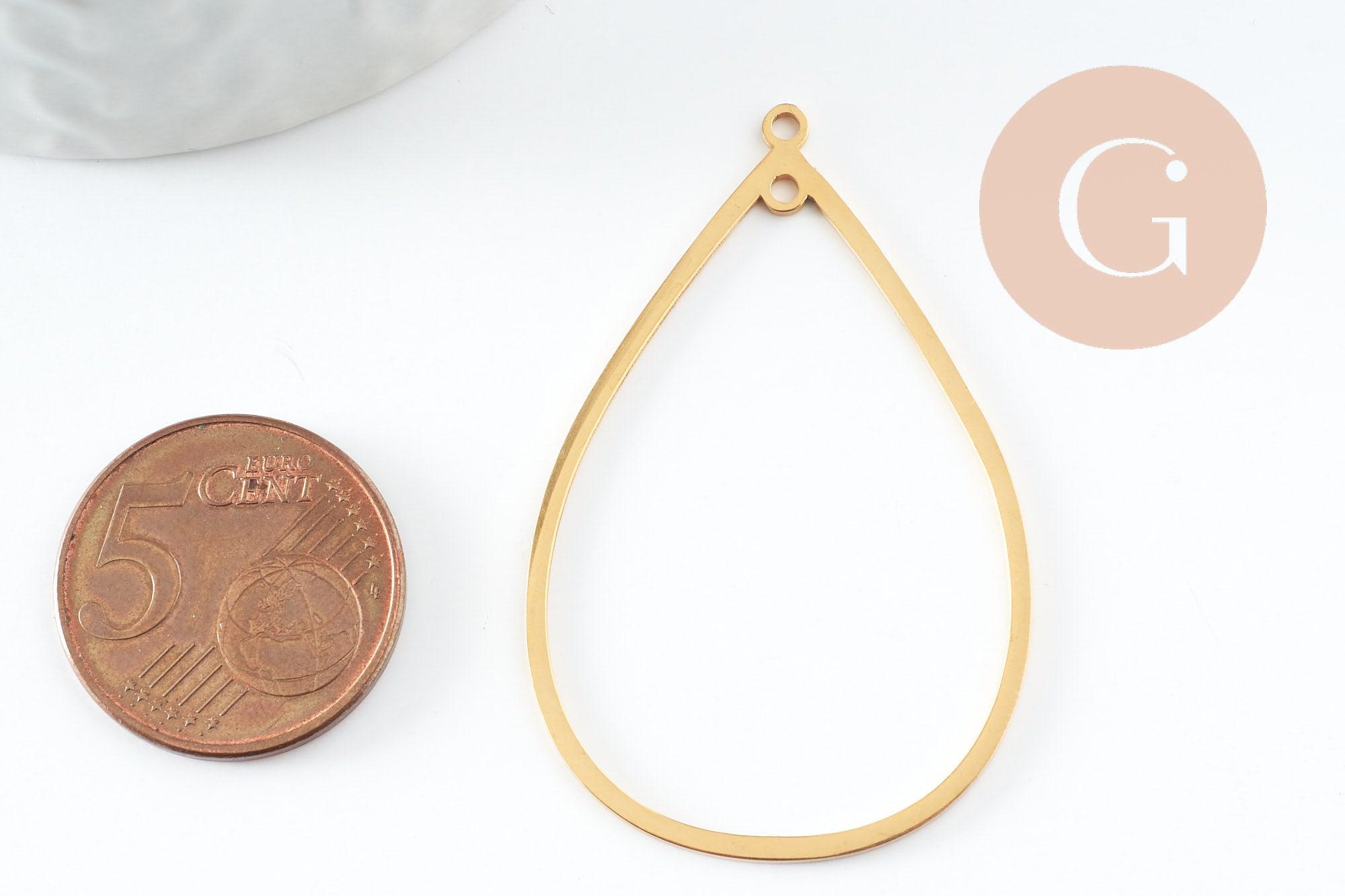 Gingerlily Pendentifs G9521 goutte évidée acier doré 42mm