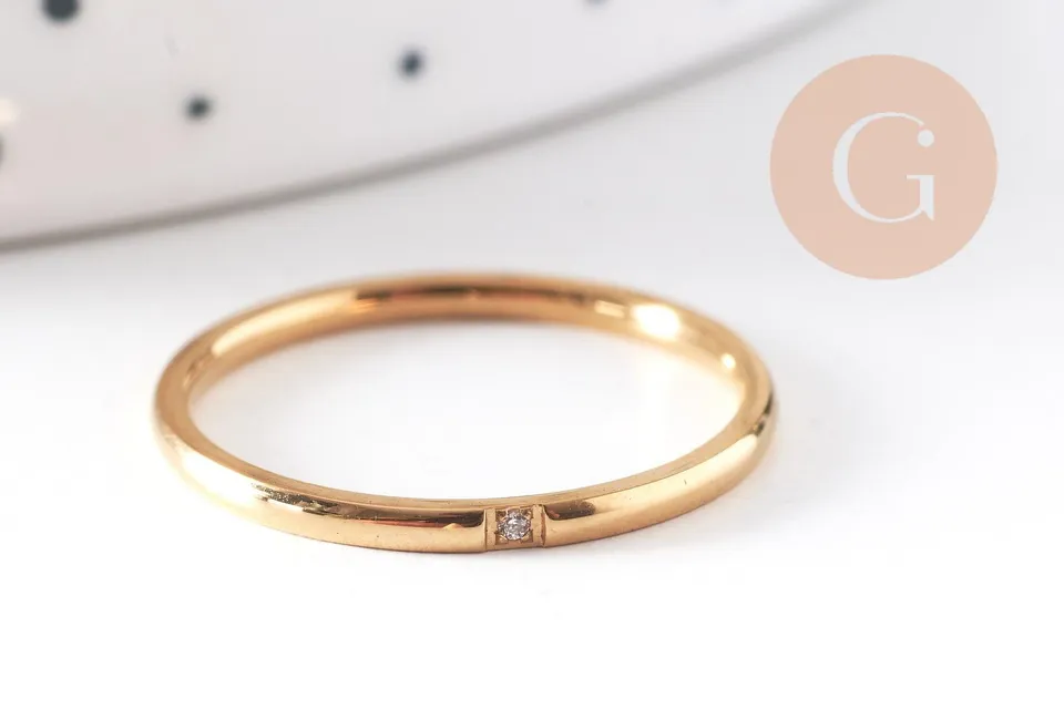 Gingerlily Accessoires G10495 bague alliance dorée zircon x1