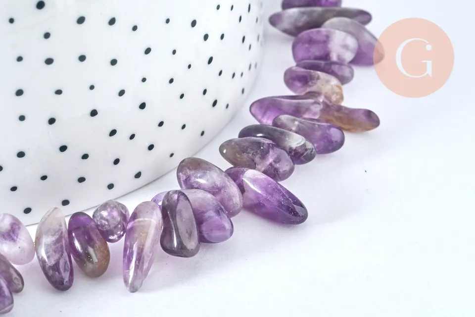 Gingerlily Perles pierre améthyste chips violets fil 39 cm