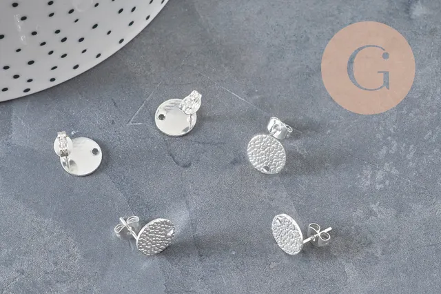 Gingerlily Apprêts G11281 clous oreilles disque argenté la paire