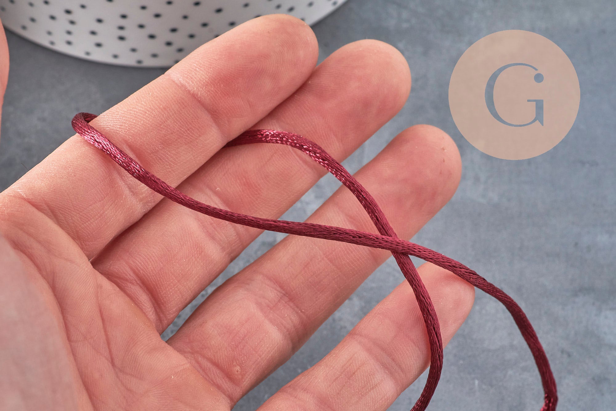 Gingerlily Cordon queue de rat bordeaux 2mm 5m satiné