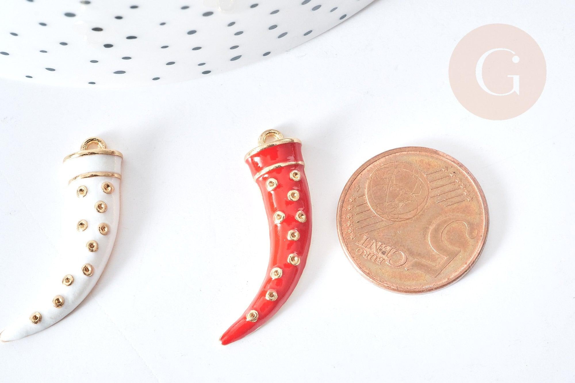 Gingerlily Perles Pendentifs DIY breloque corne G8089 rouge 28mm