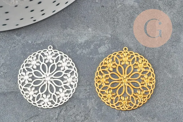 Gingerlily G9505 pendentif estampe fleur 28mm x2 doré