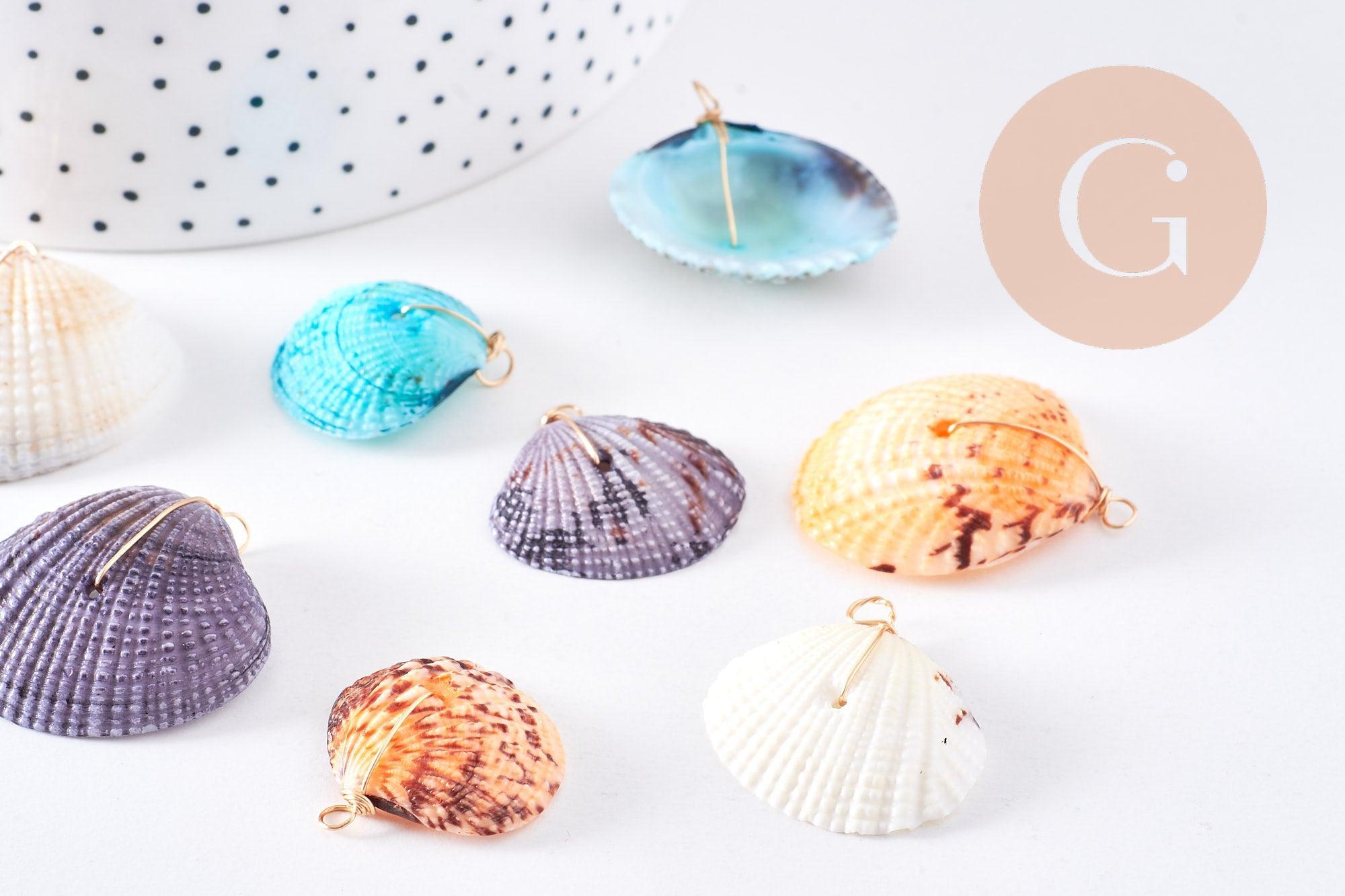 Gingerlily G10707 pendentif coquillage blanc fil cuivre 27-36 mm