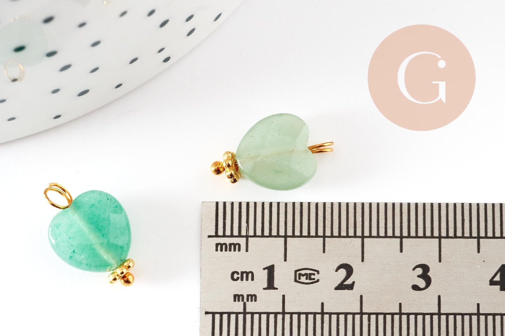 Gingerlily Pendentif coeur aventurine verte 15mm x1 doré
