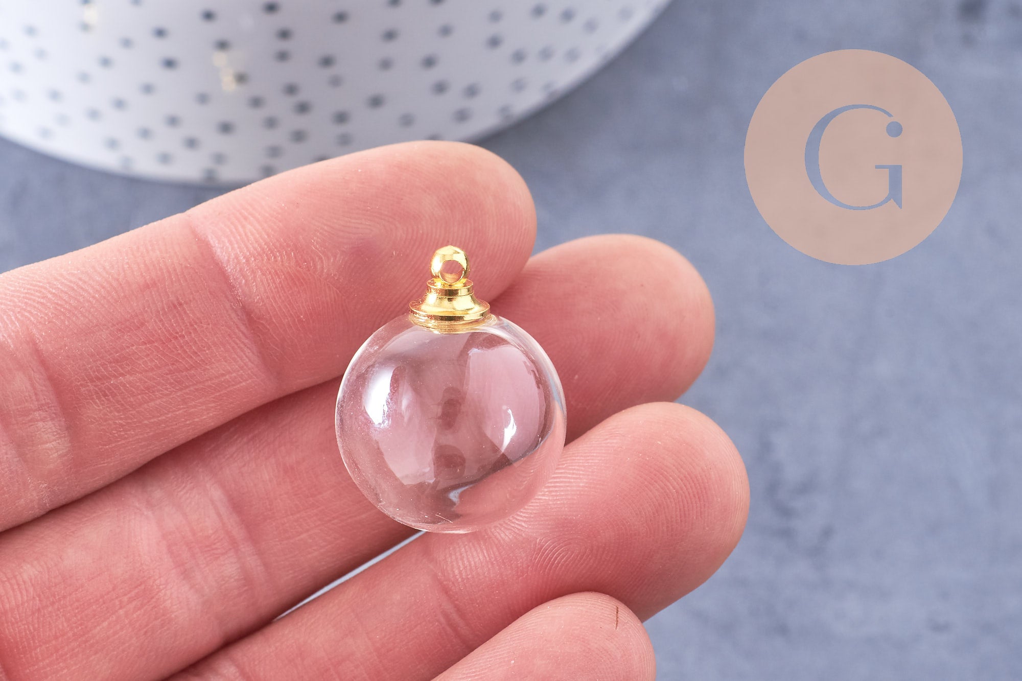 Gingerlily Pendentif bouteille verre doré G10658 taille M