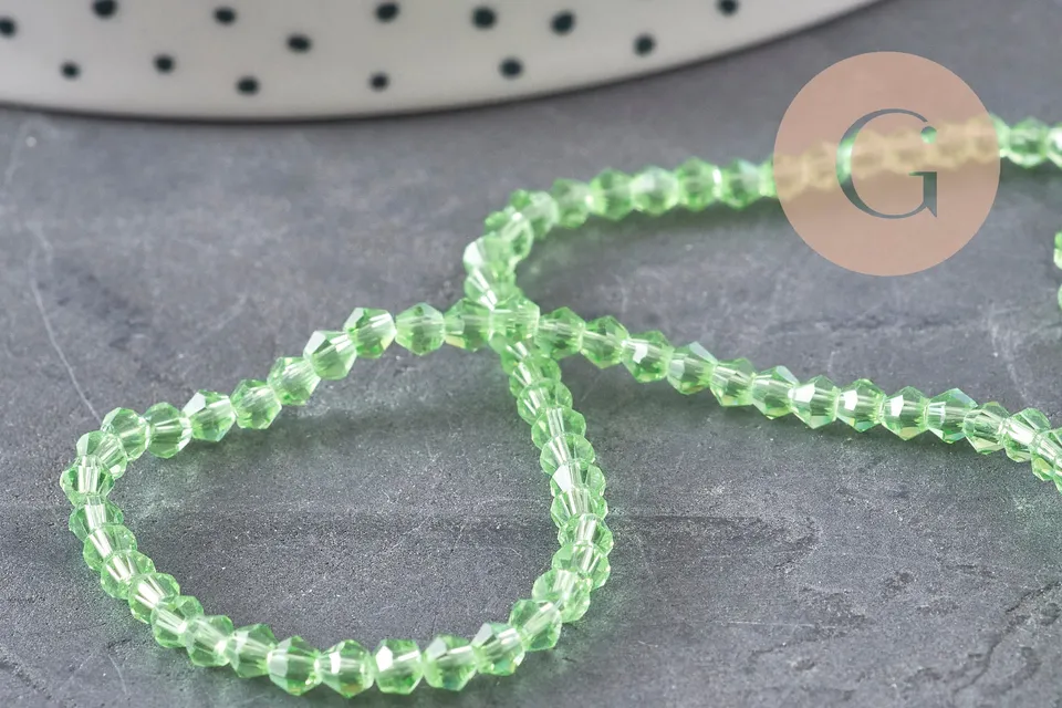 Gingerlily Perles pour bijoux DIY toupies G11111 vert transparent 3mm fil