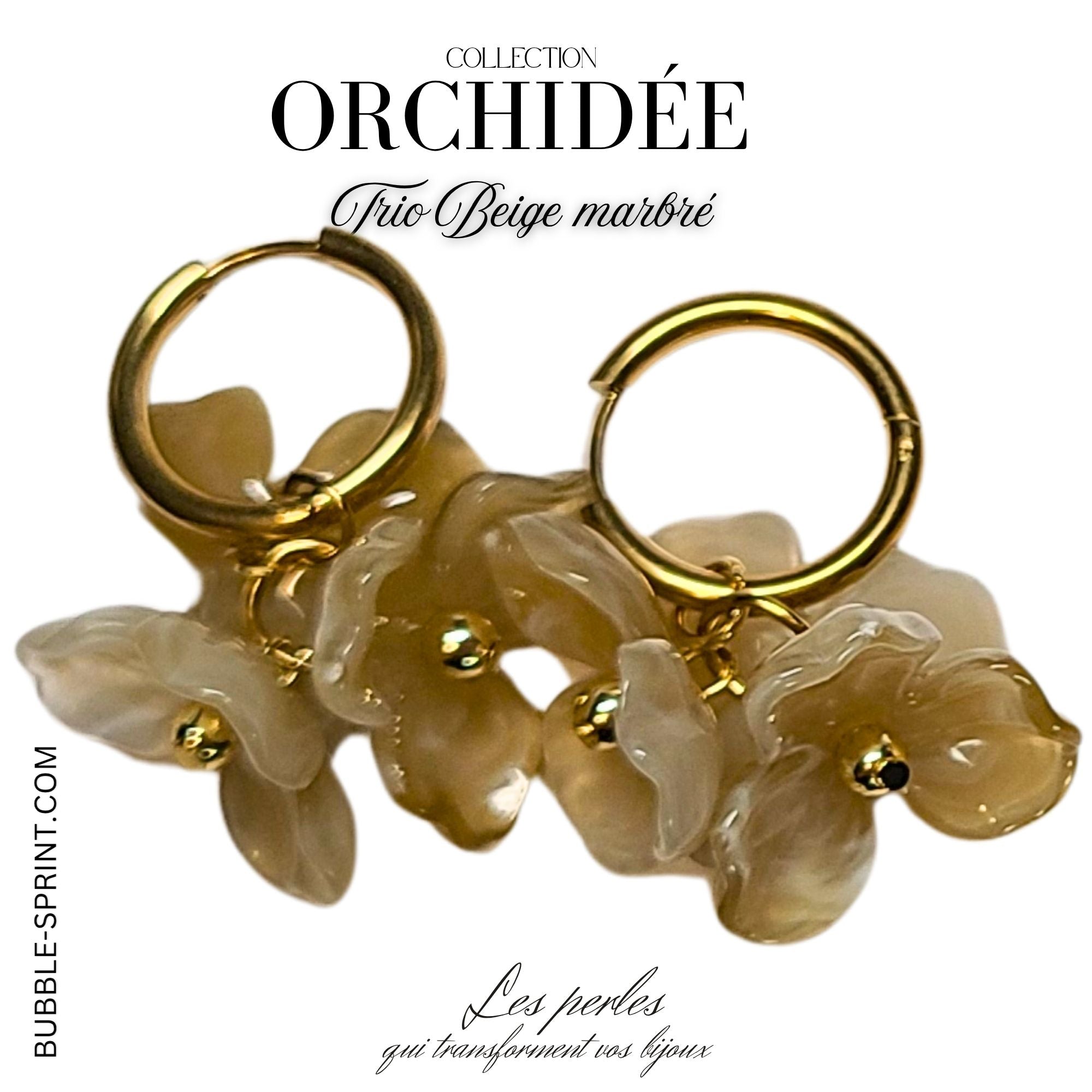 ARTSHOP Prêts-à-porter Créoles Trio d'Orchidées Beige KIT