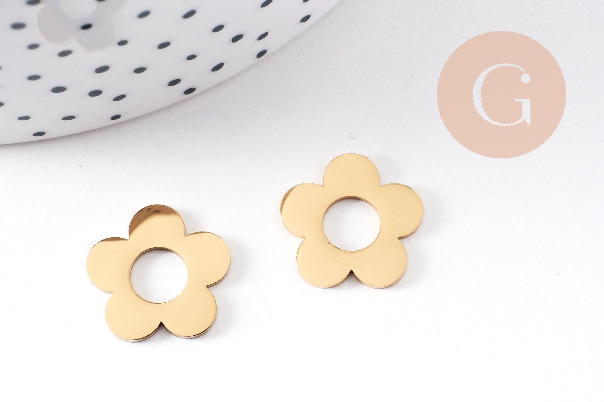 Gingerlily Perles G10334 pendentif fleur acier doré PVD 16mm