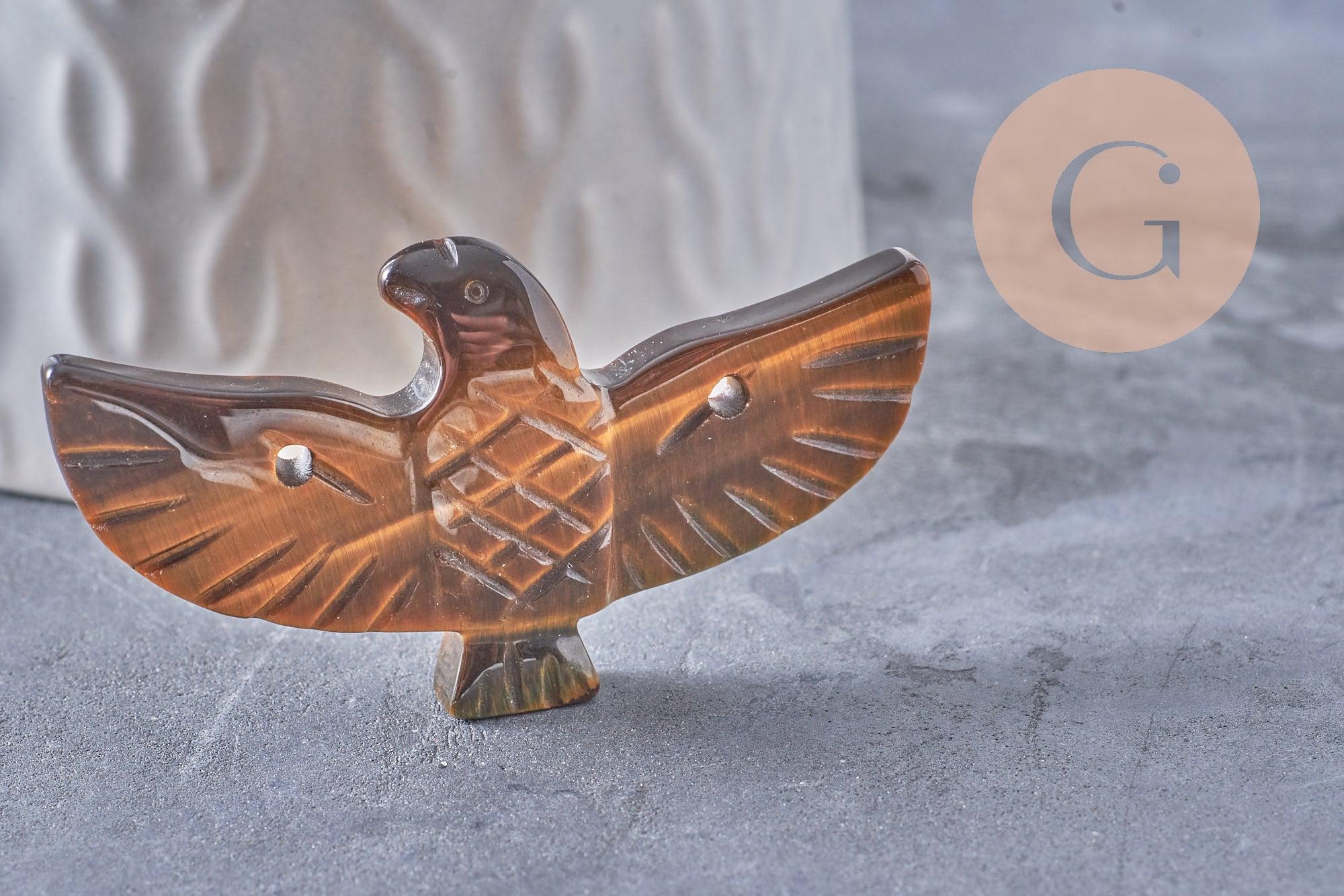 Gingerlily G10332 pendentif aigle pierre oeil de tigre 40mm x1