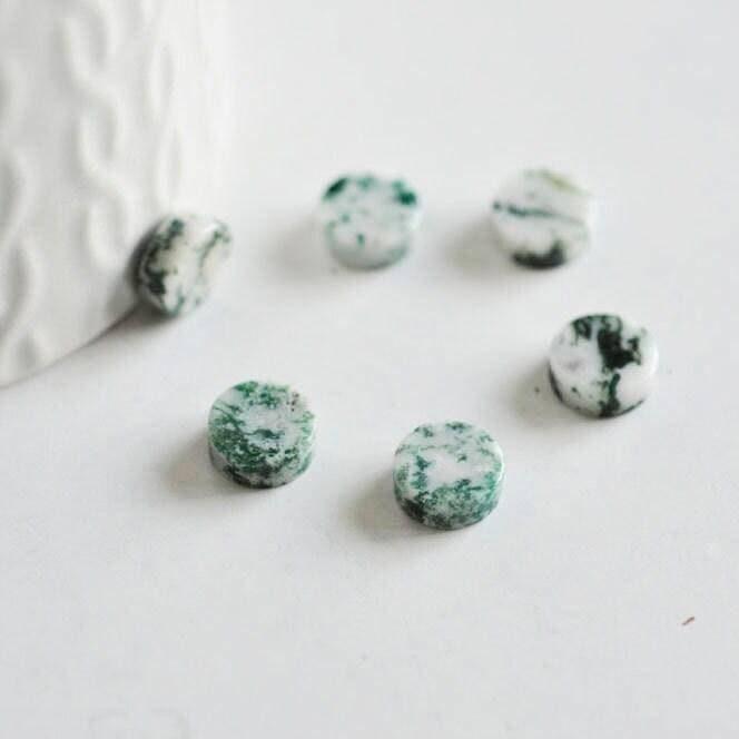 Gingerlily G1923 cabochon rond agate blanc-vert 10mm x1