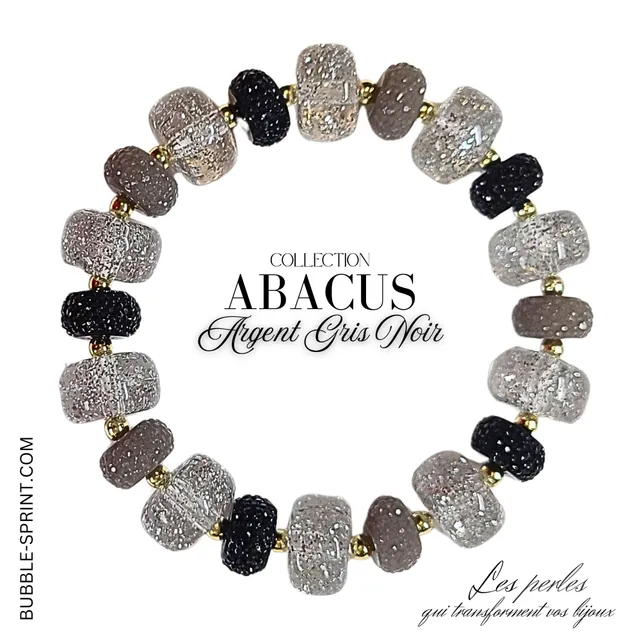 ARTSHOP Abacus bracelet monté argent gris noir 5cm