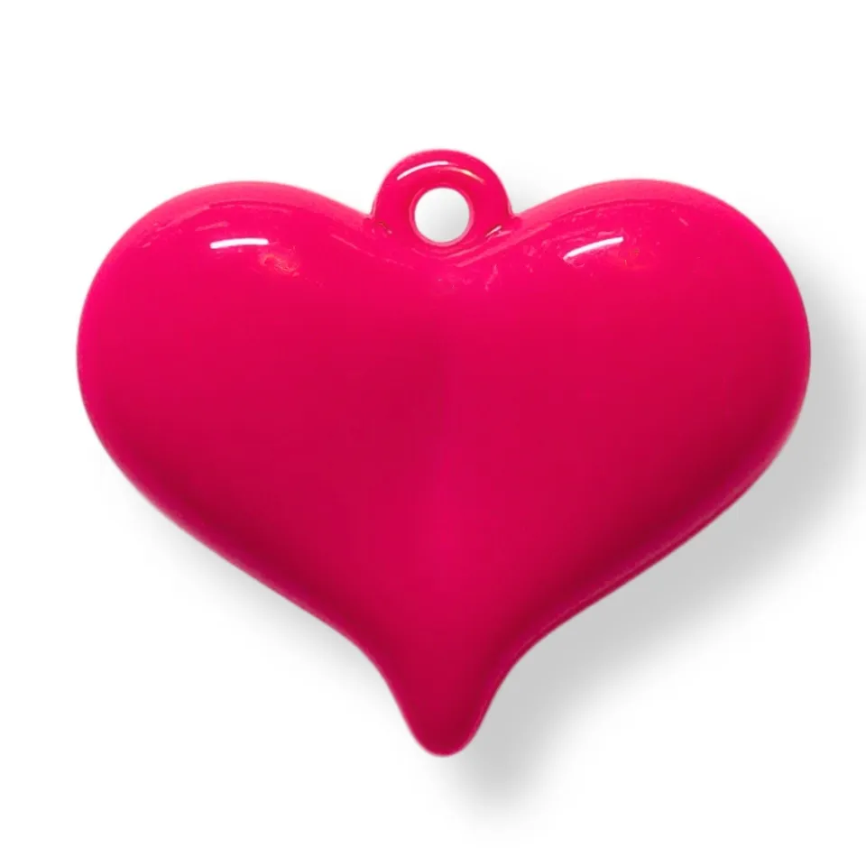 ARTSHOP HeartLine 9 perle coeur rose fuchsia x1 - maxi 36mm