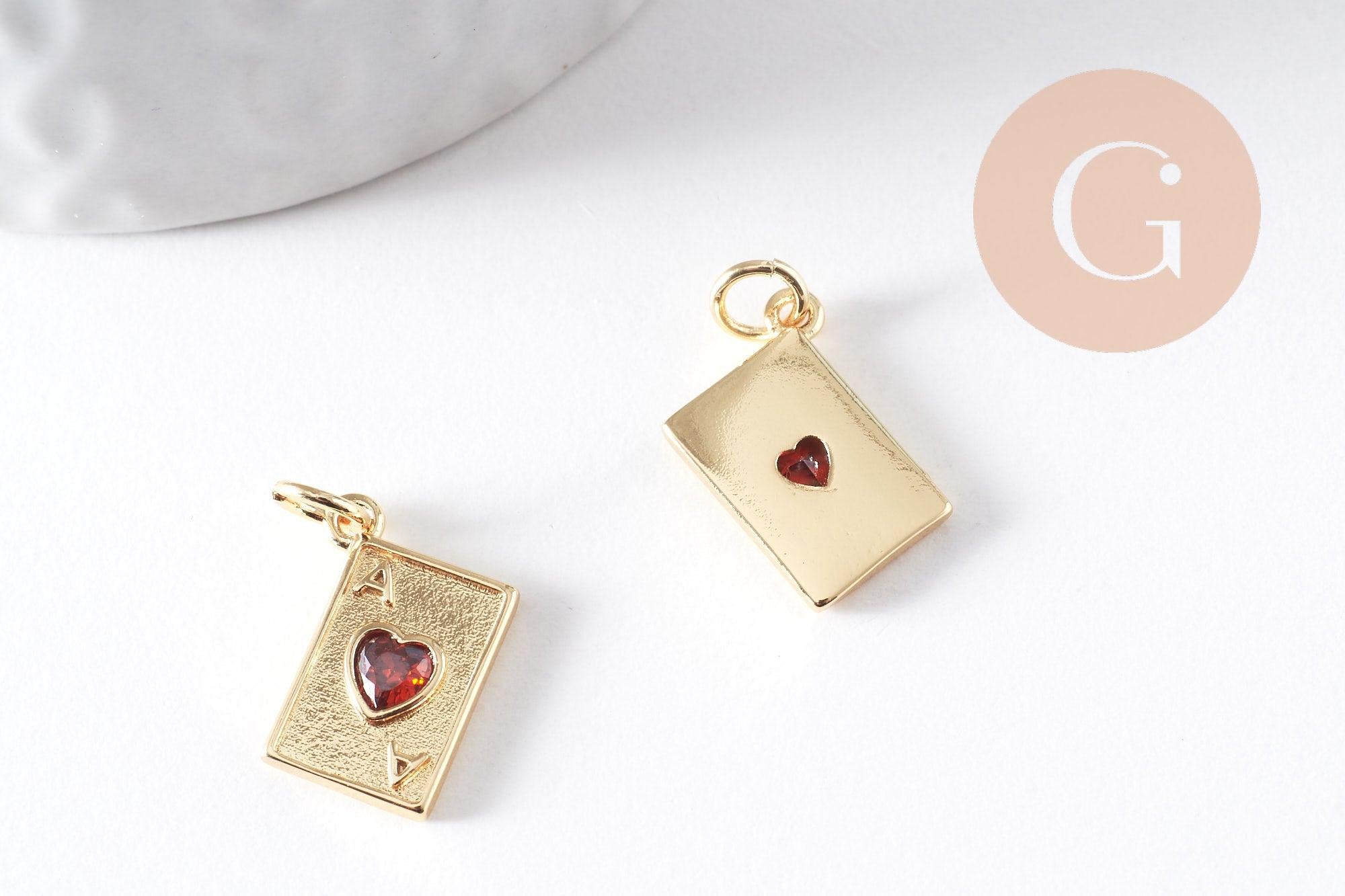 Gingerlily pendentif carte coeur zircon rouge 15mm x1