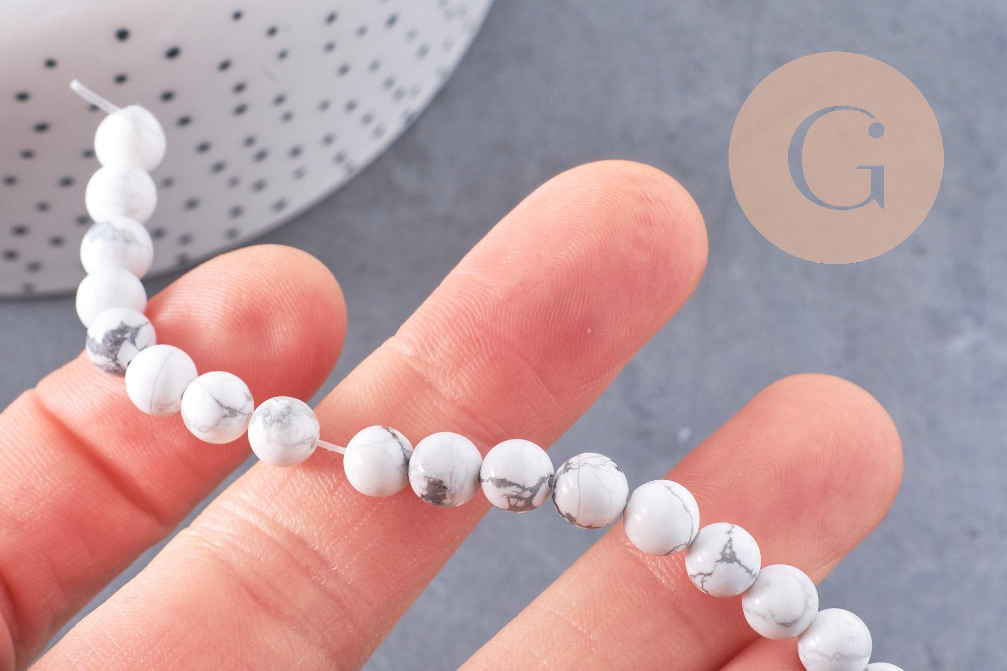 Gingerlily Perles howlite blanche G1297 perles 6mm fil 19cm marbré