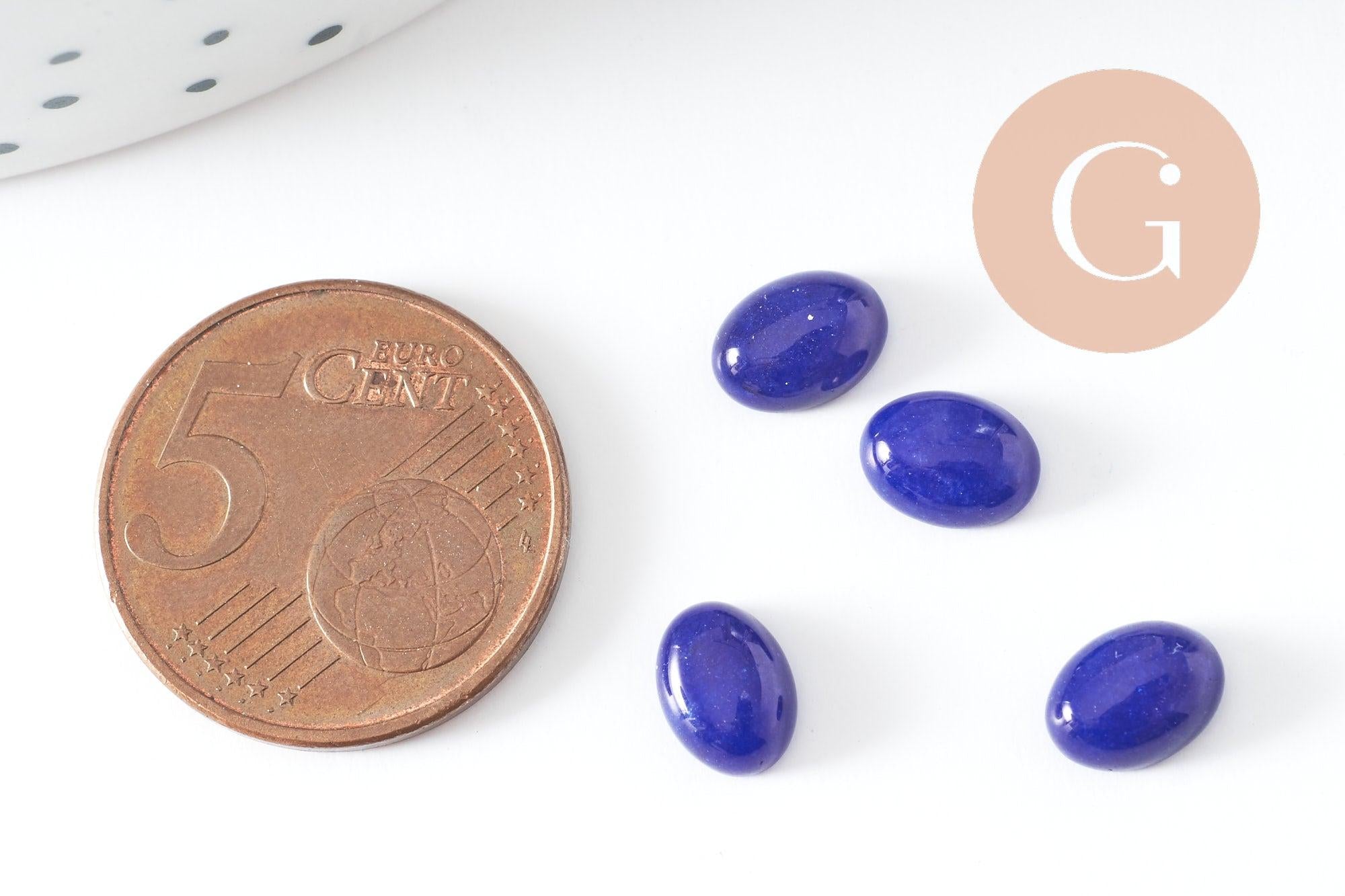 Gingerlily Jade cabochon ovale bleu roi 8x6mm x1 bague