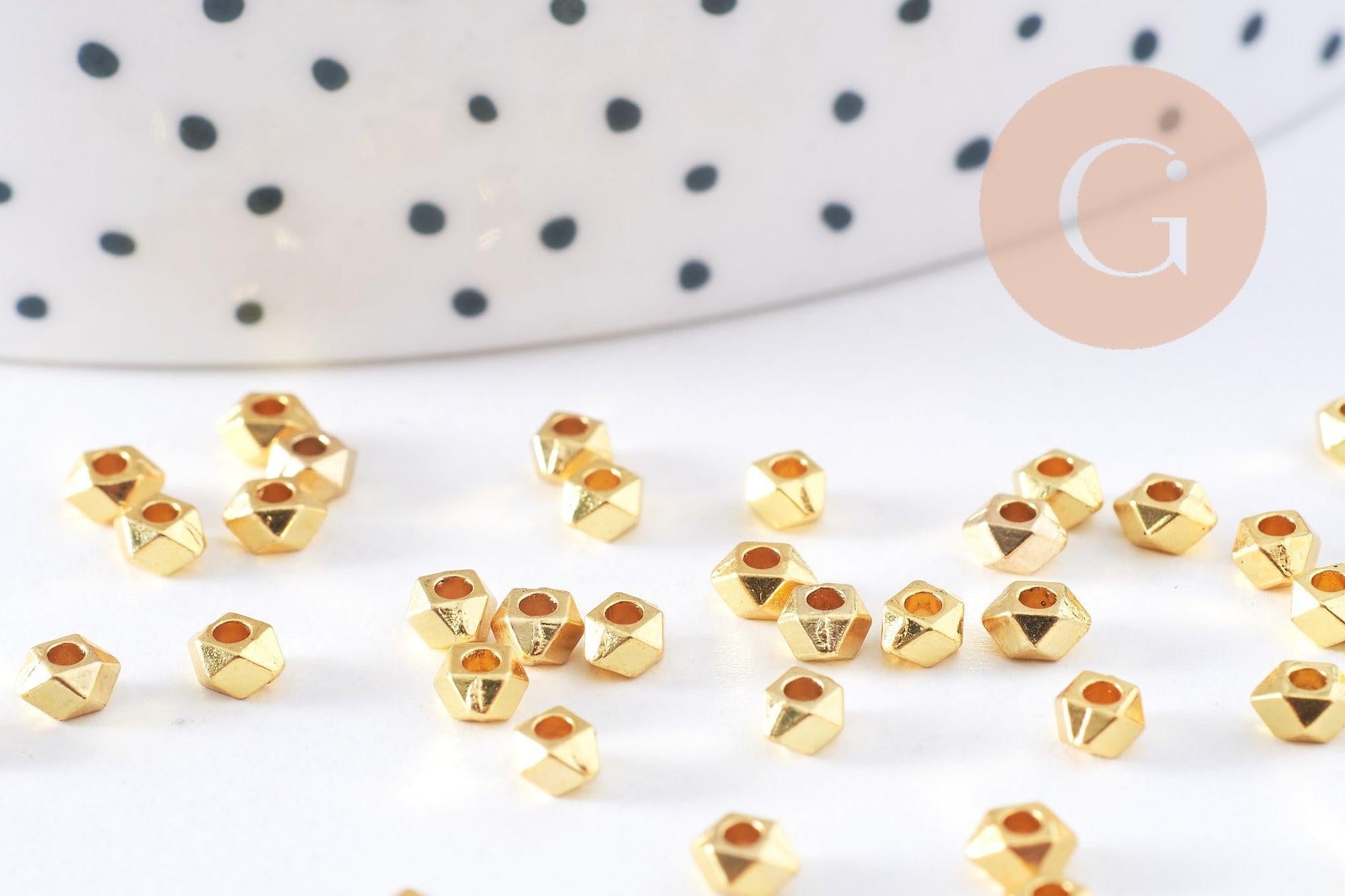 Gingerlily Perles hexagonale zamac doré 4x3.5mm lot 50 facettée