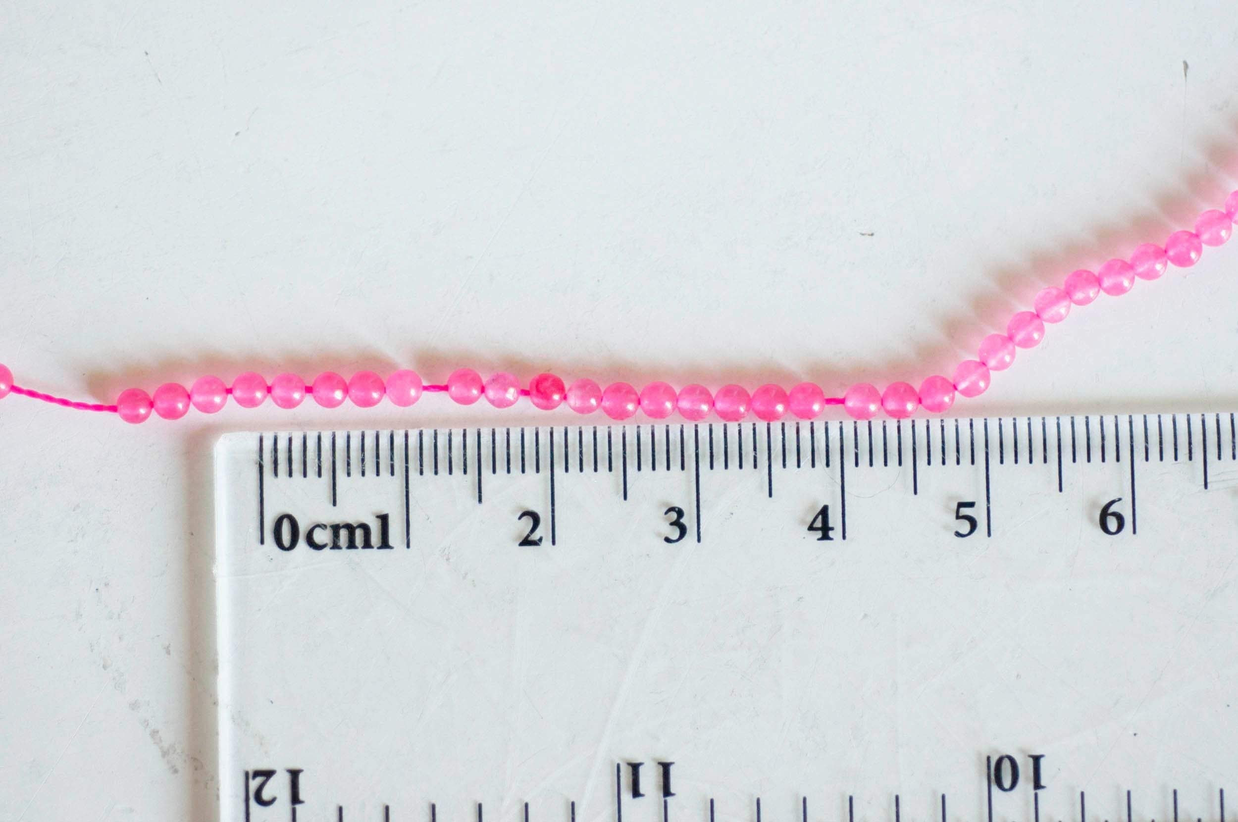 Gingerlily Jade rose 2 mm perle pierre naturelle fil 180 perles