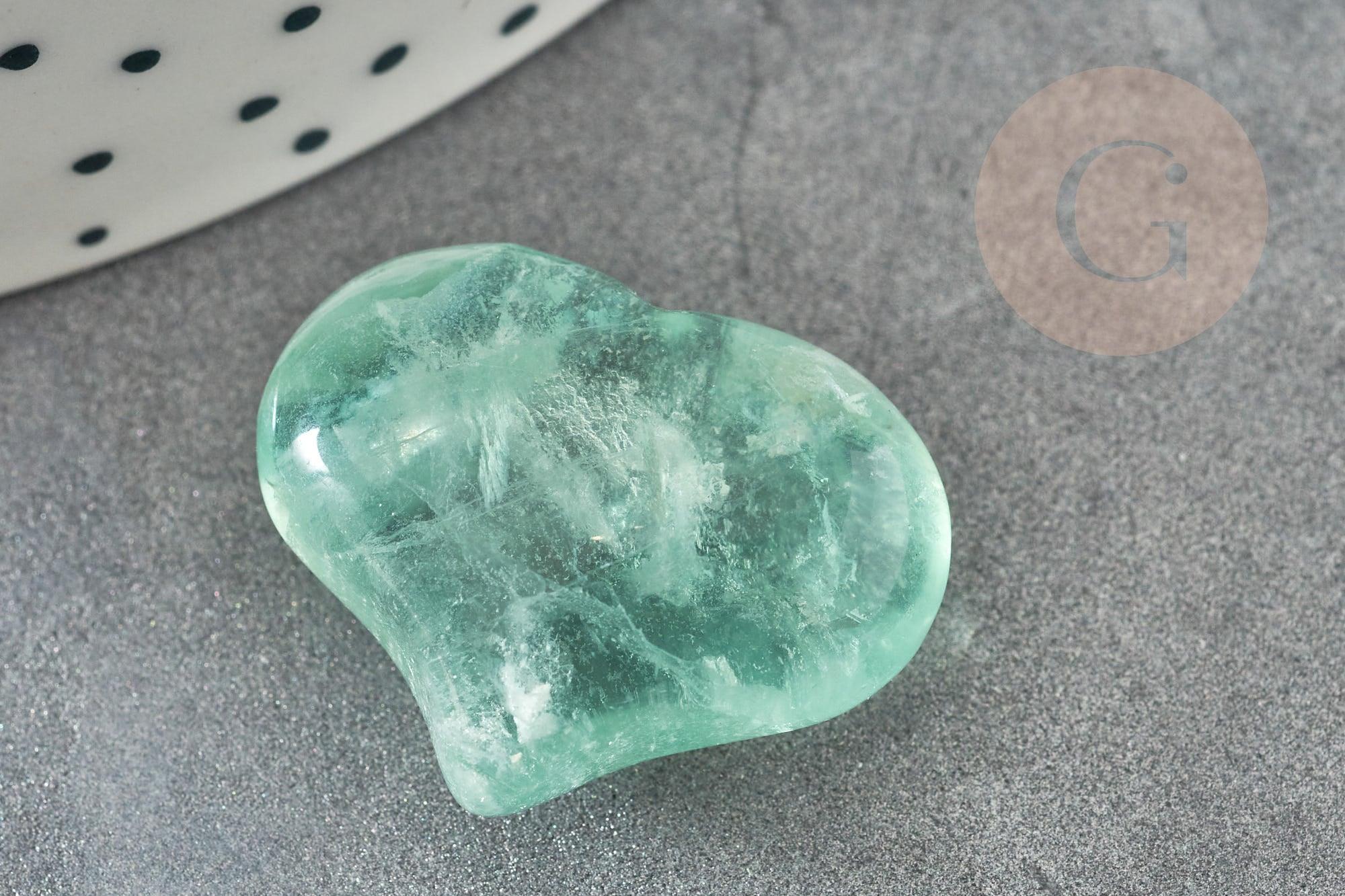 Gingerlily Pierres G5701 coeur fluorite naturelle 25mm x1 vert