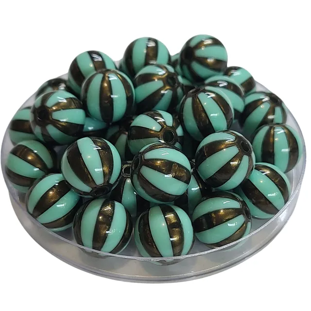 ARTSHOP Boules 16MM 421 Jade Noir perles rayées lot 10 irisées