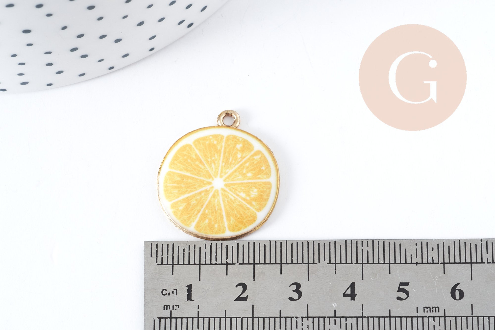 Gingerlily Pendentif citron G8943 émail jaune 26mm x1