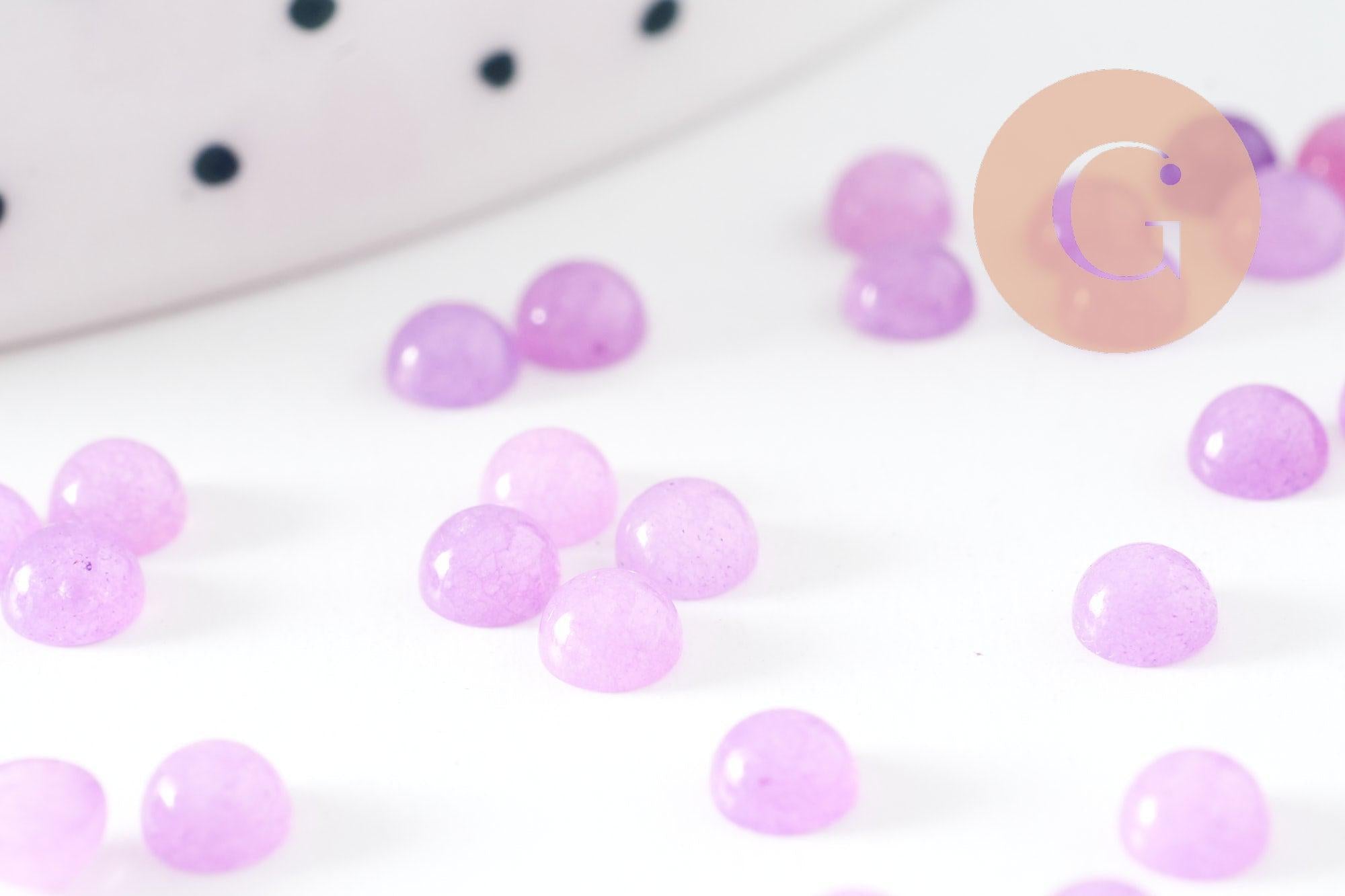 Gingerlily Perles G9948 cabochon rond jade violet clair 4mm x1