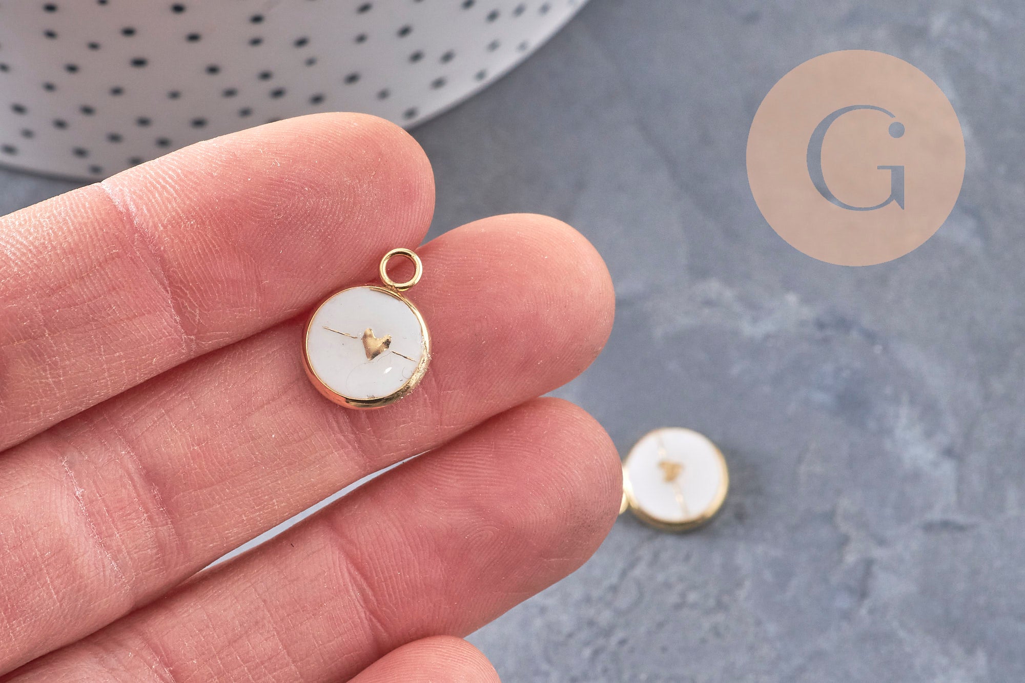 Gingerlily Pendentif cœur acier doré 8mm l'unité