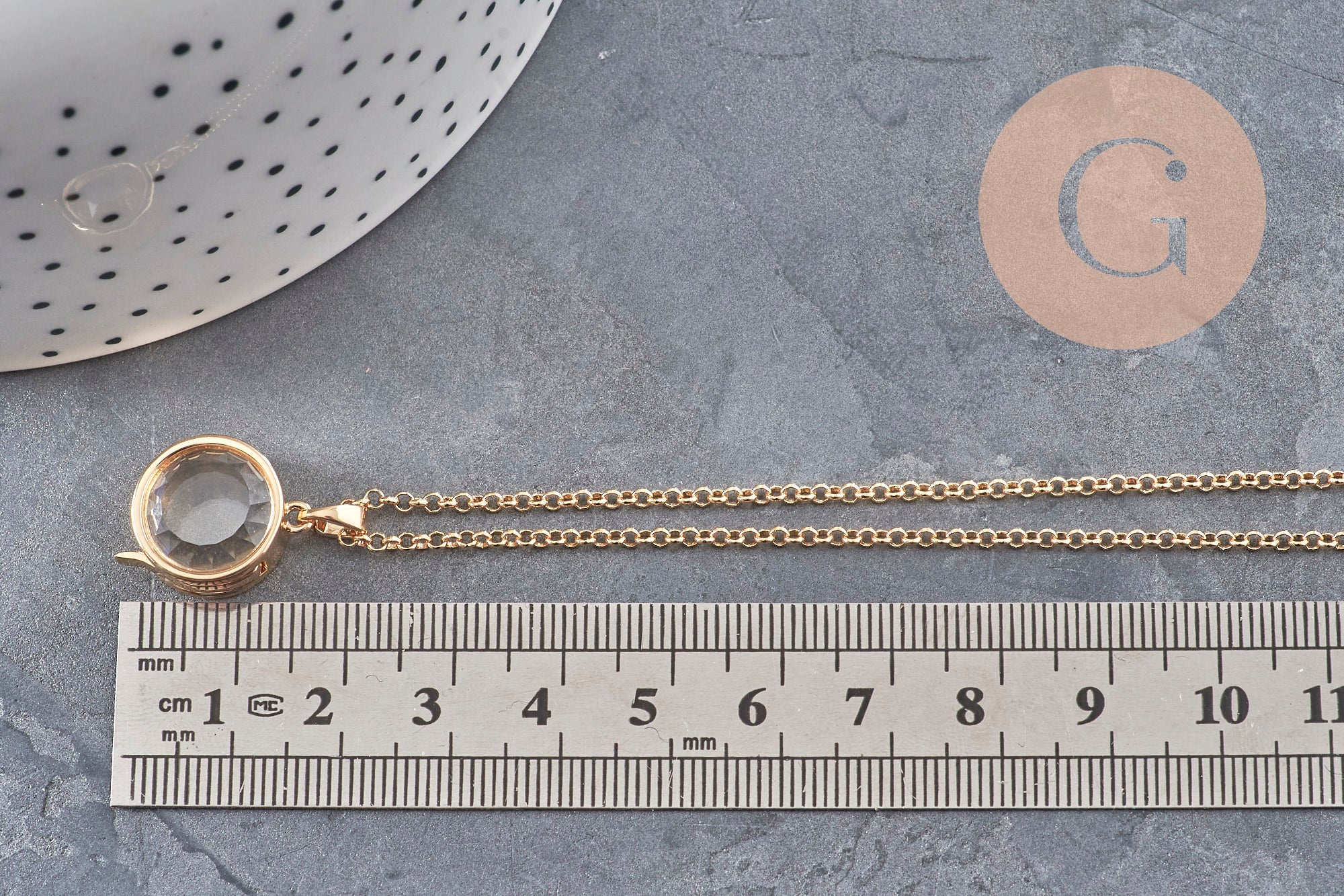 Gingerlily locket collier porte-photo laiton doré 18K rond
