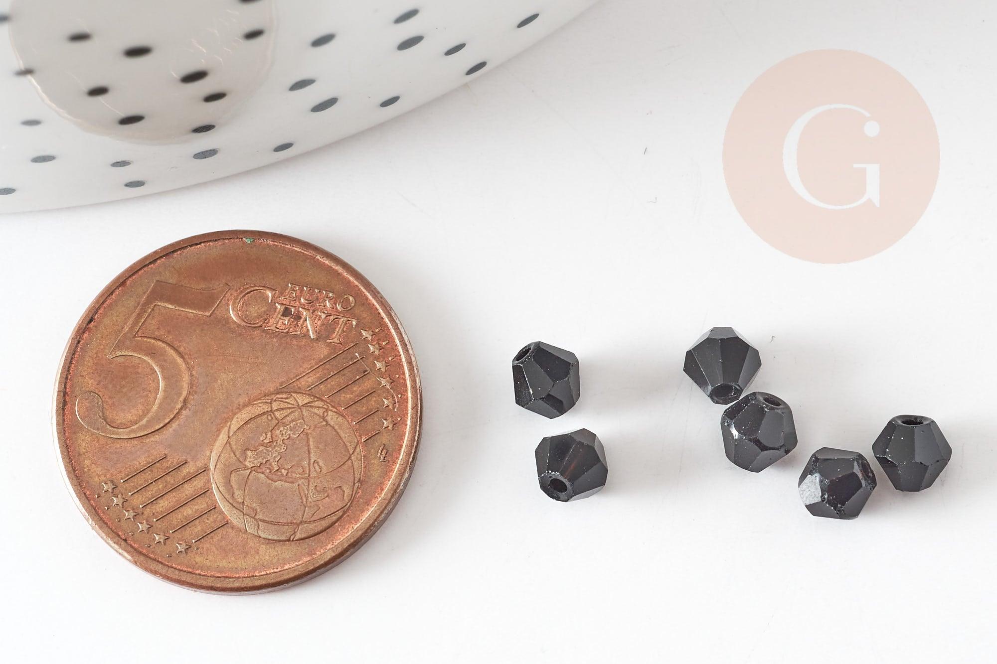 Gingerlily G9235 perles bicône verre noir 3mm 1g