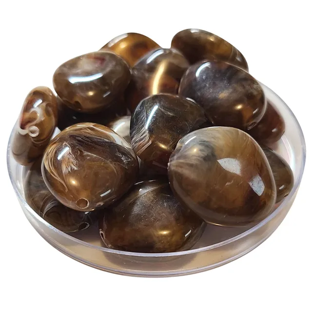 ARTSHOP Galets TIKA 32 perle galet crème marron marbré x1