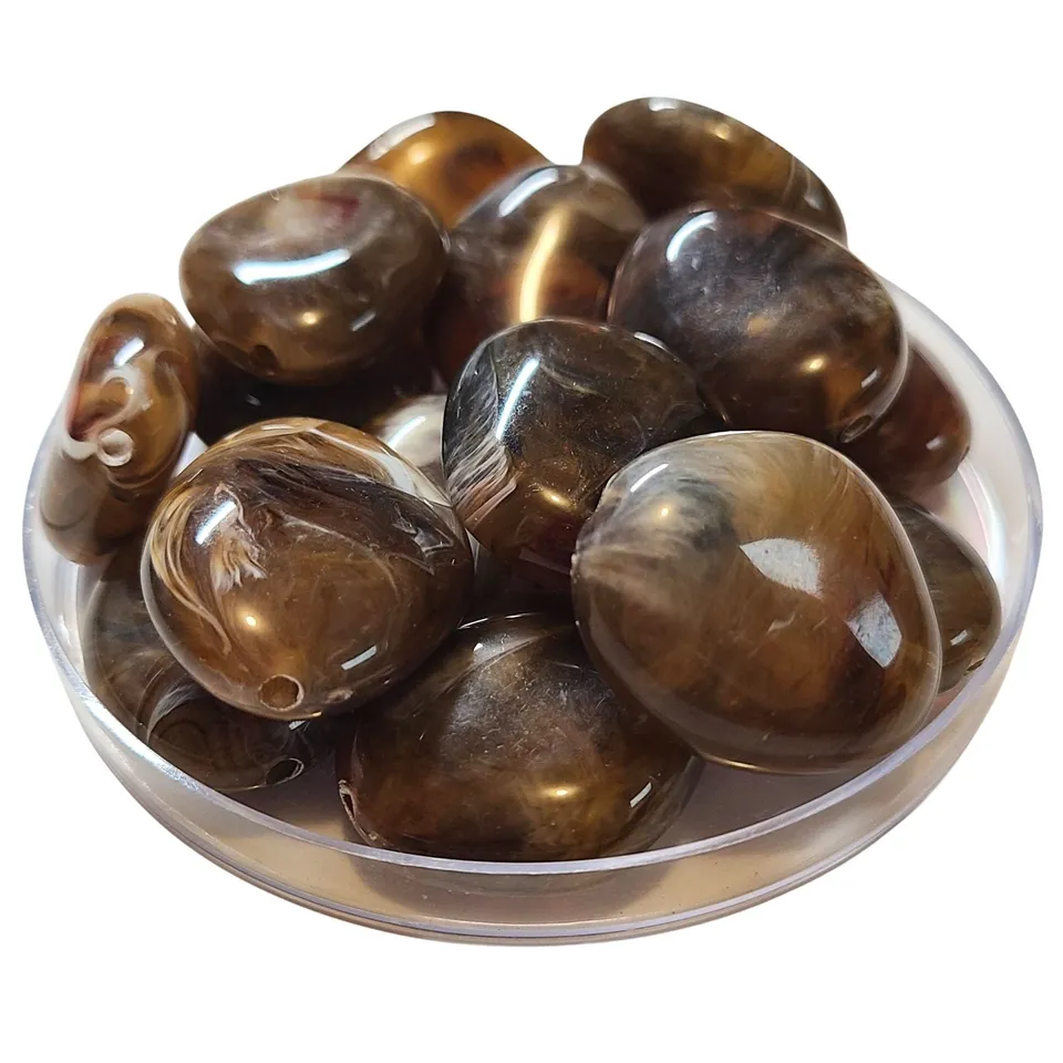 ARTSHOP Galets TIKA 32 perle galet crème marron marbré x1