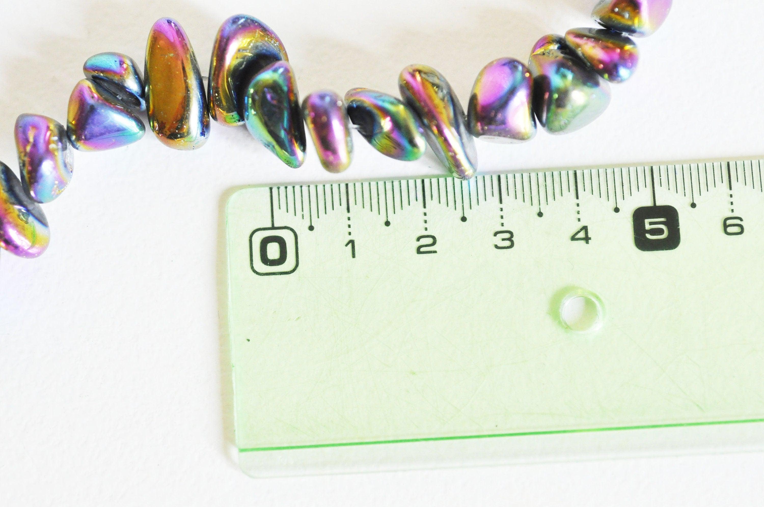 Gingerlily perle nuggets quartz noir irisé 10-23mm fil