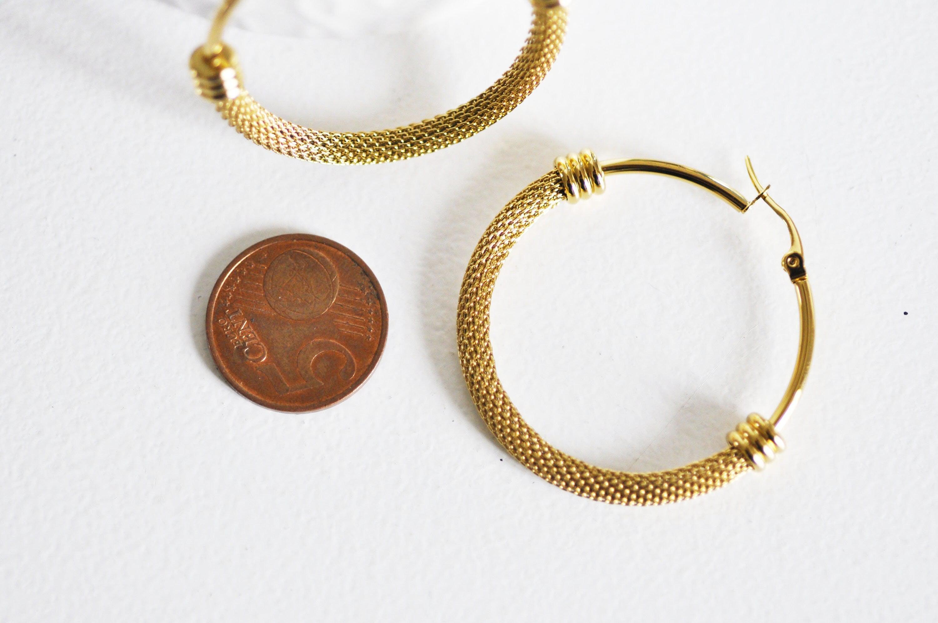Gingerlily Accessoires G72 créoles maille acier doré 44.5mm paire