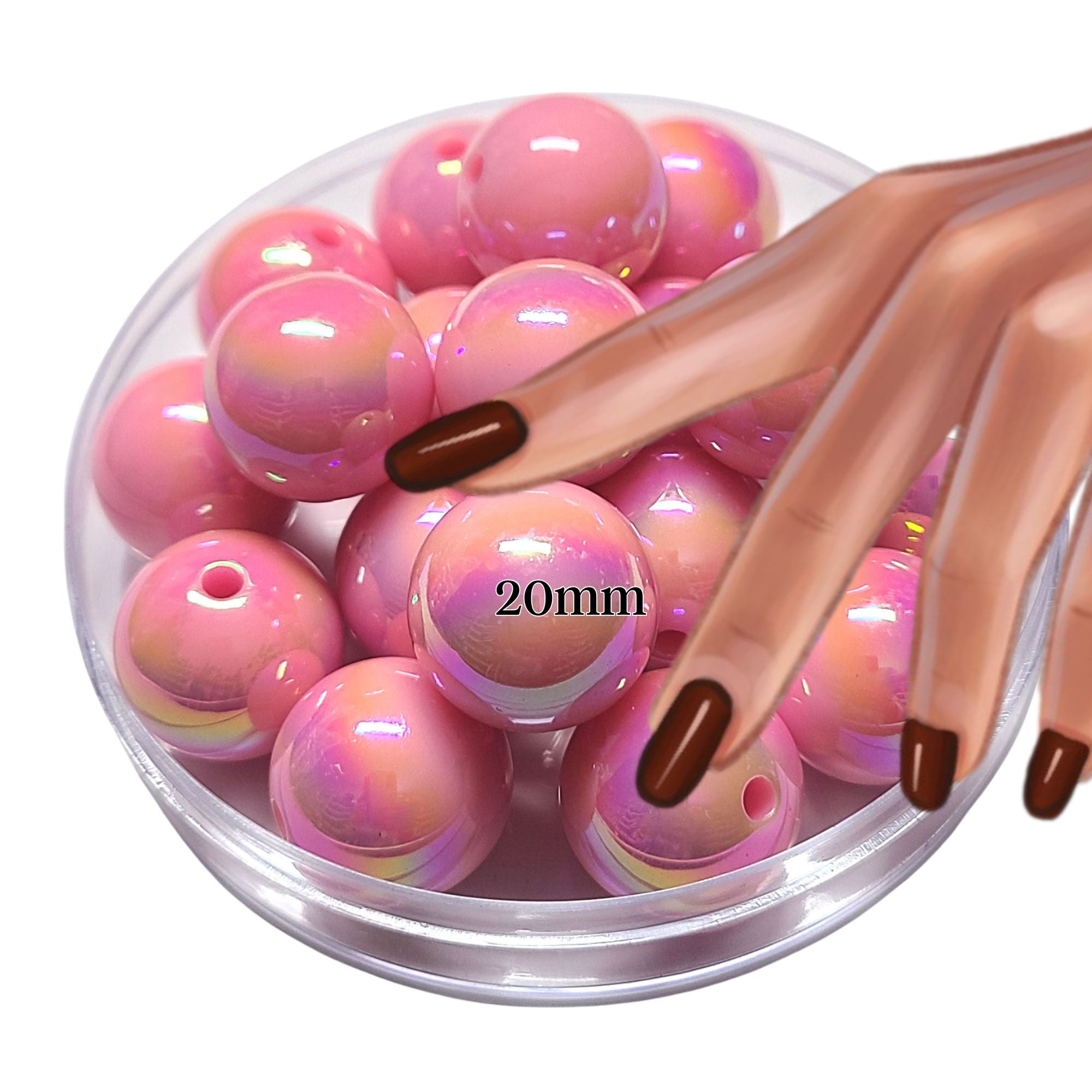 ARTSHOP Boules 20MM Perle Acrylique Rose Irisé Brillante