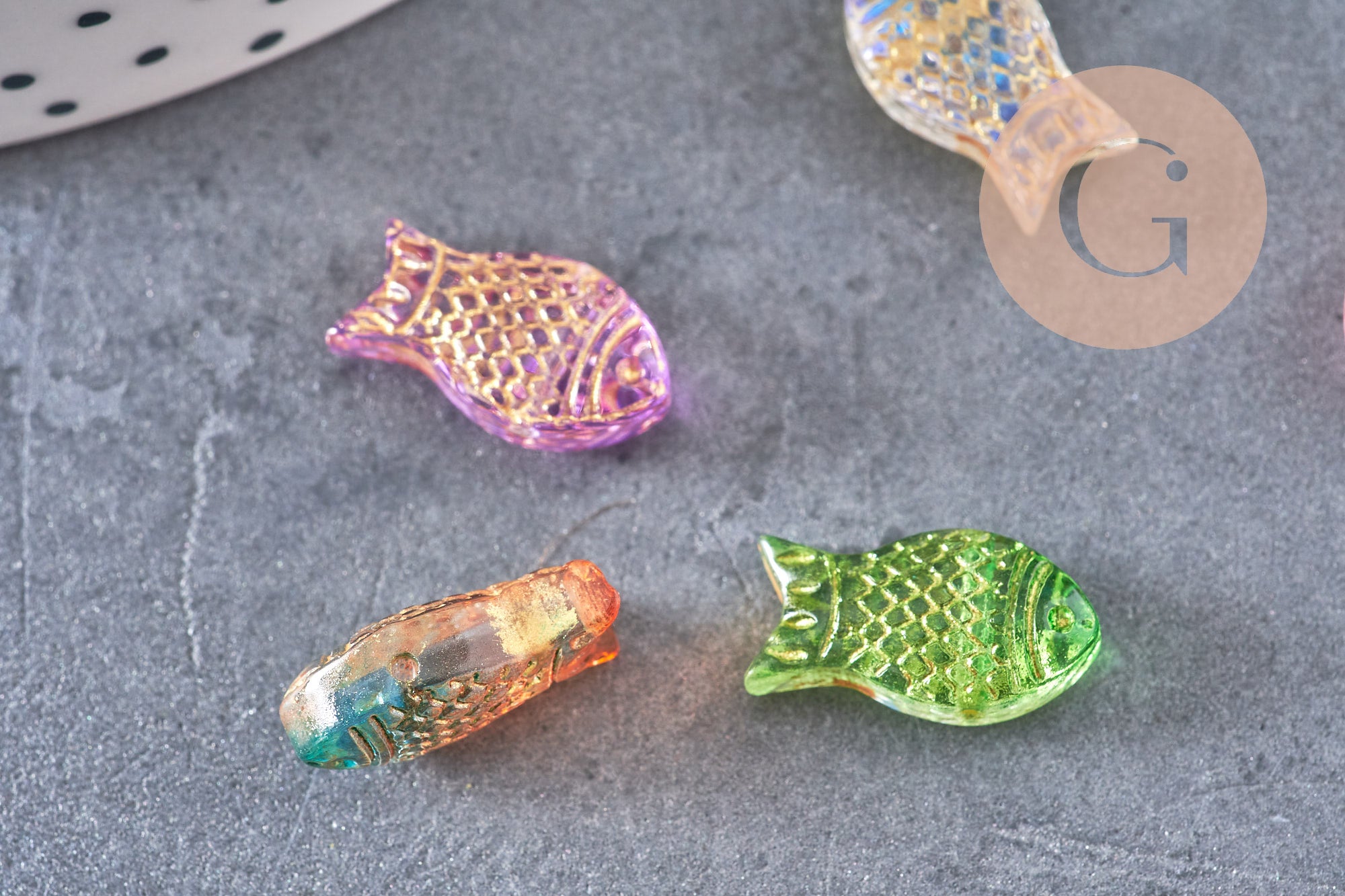 Gingerlily Perle poisson G10822 verre multicolore 15,5mm x10