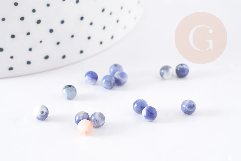 Gingerlily Perles sodalite perles pierre naturelle 4mm x50 bleu marbré