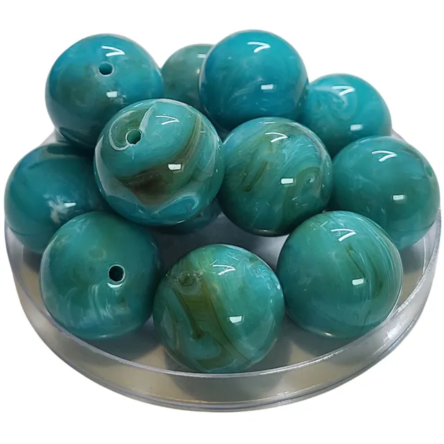 ARTSHOP Boules 24MM 378 perles Aigue-marine marbré x10
