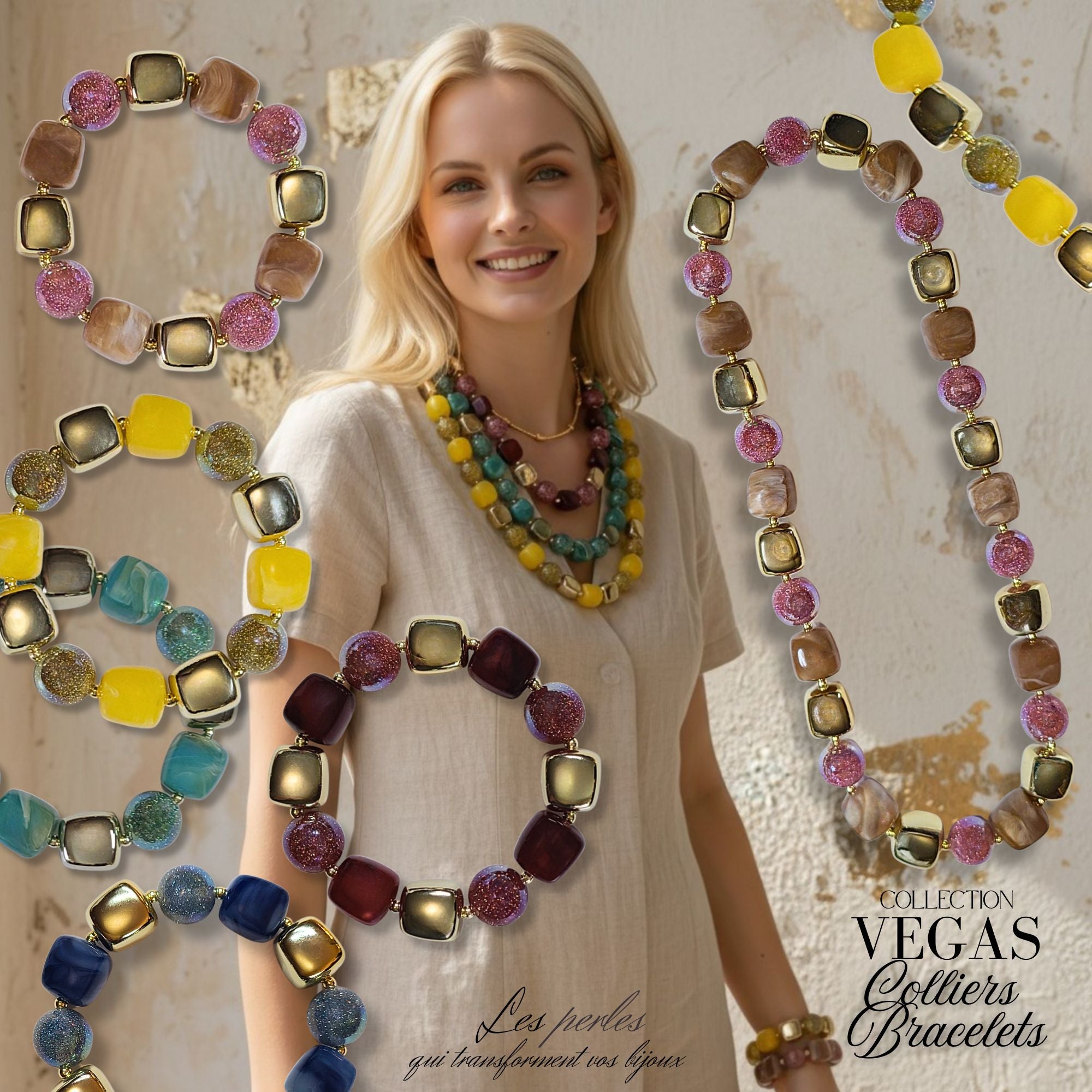 ARTSHOP Vegas bracelet Céladon monté élastique 5,5 cm