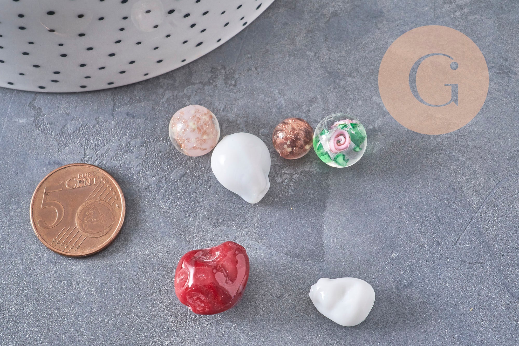 Gingerlily Perles DIY perles verre Murano feuille argent x10