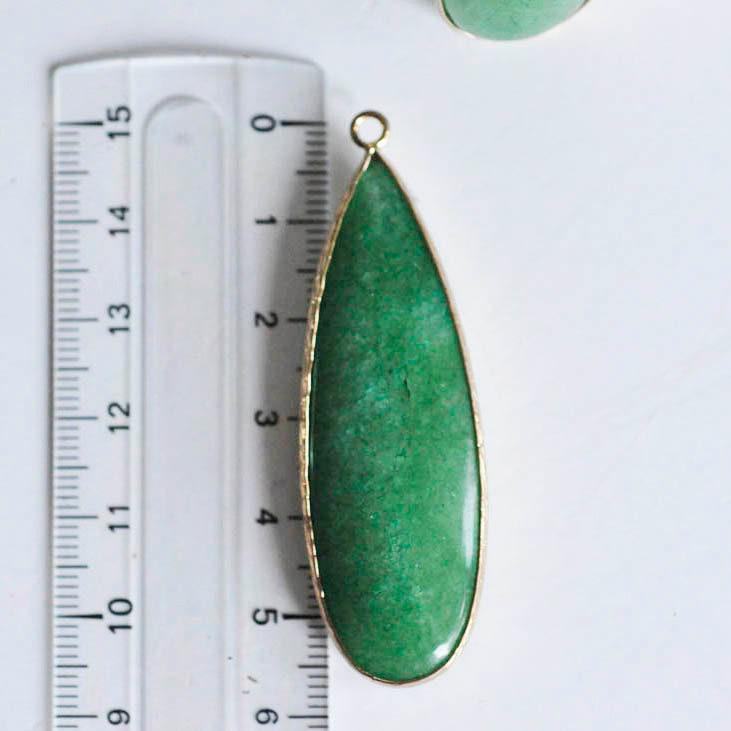 Gingerlily Pendentif goutte G2529 jade vert 58mm x1 doré