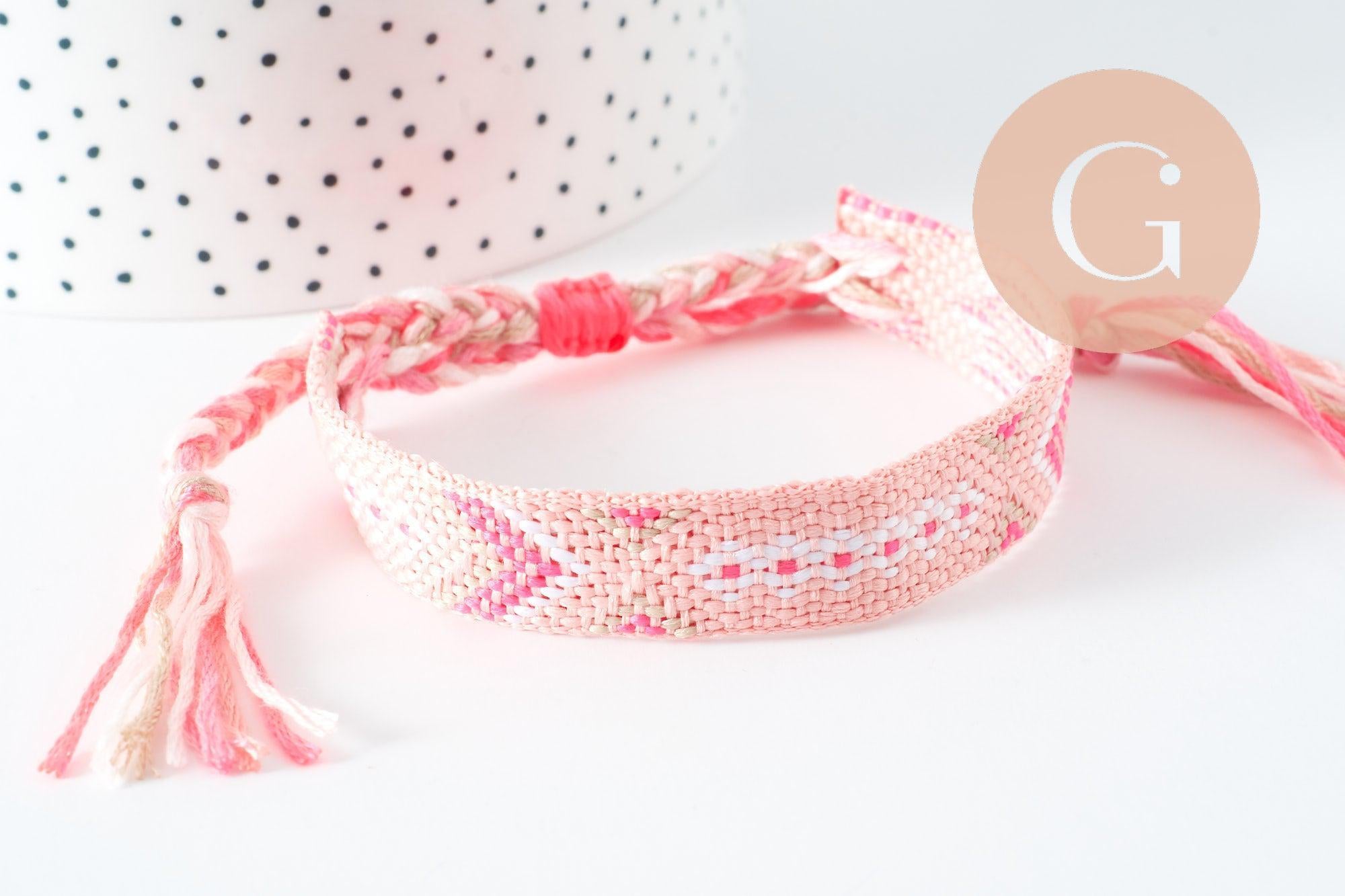Gingerlily Bracelet brésilien tissé rose réglable