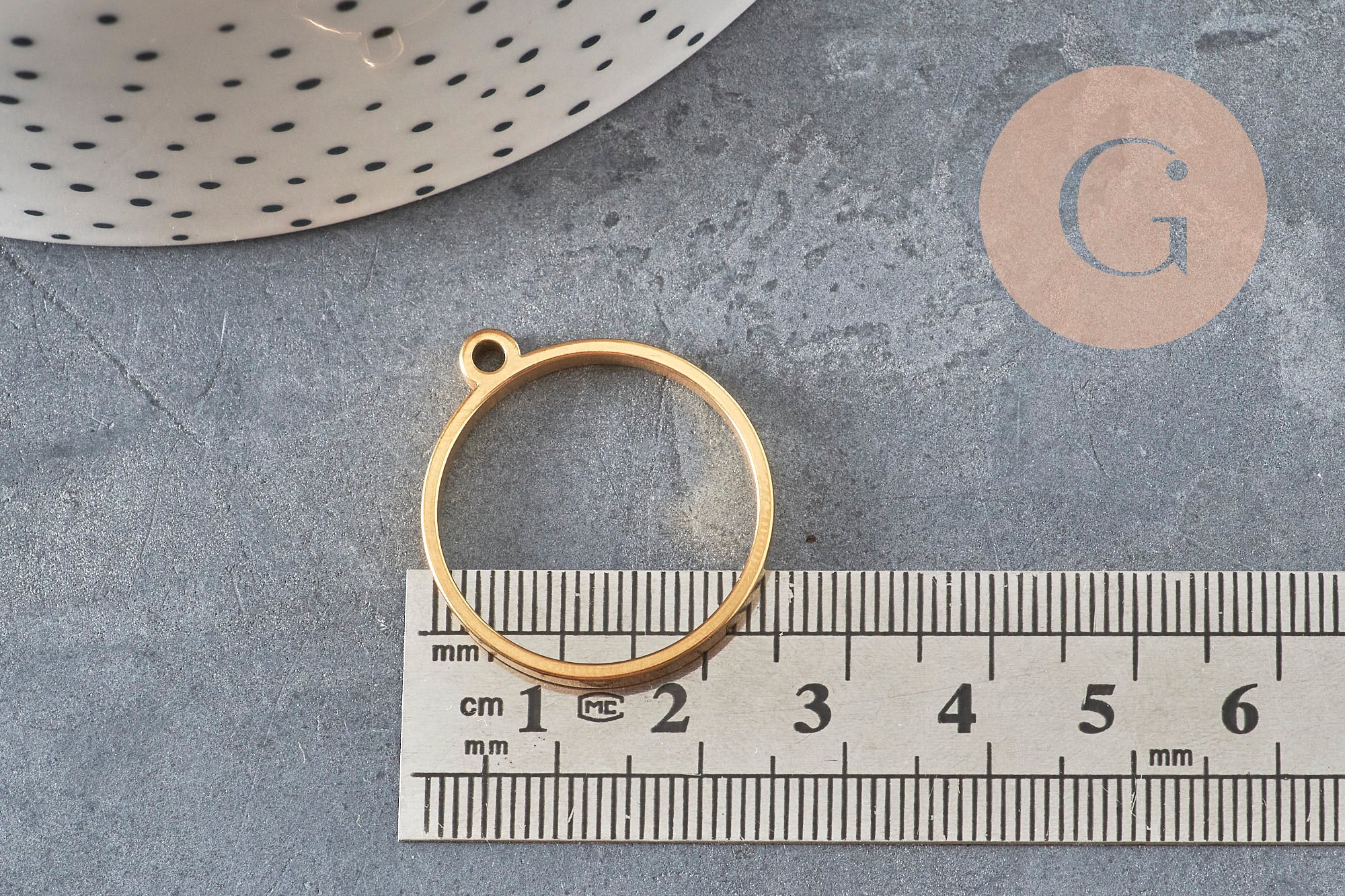 Gingerlily G11250 pendentif rond acier doré sans fond 27,5mm x1